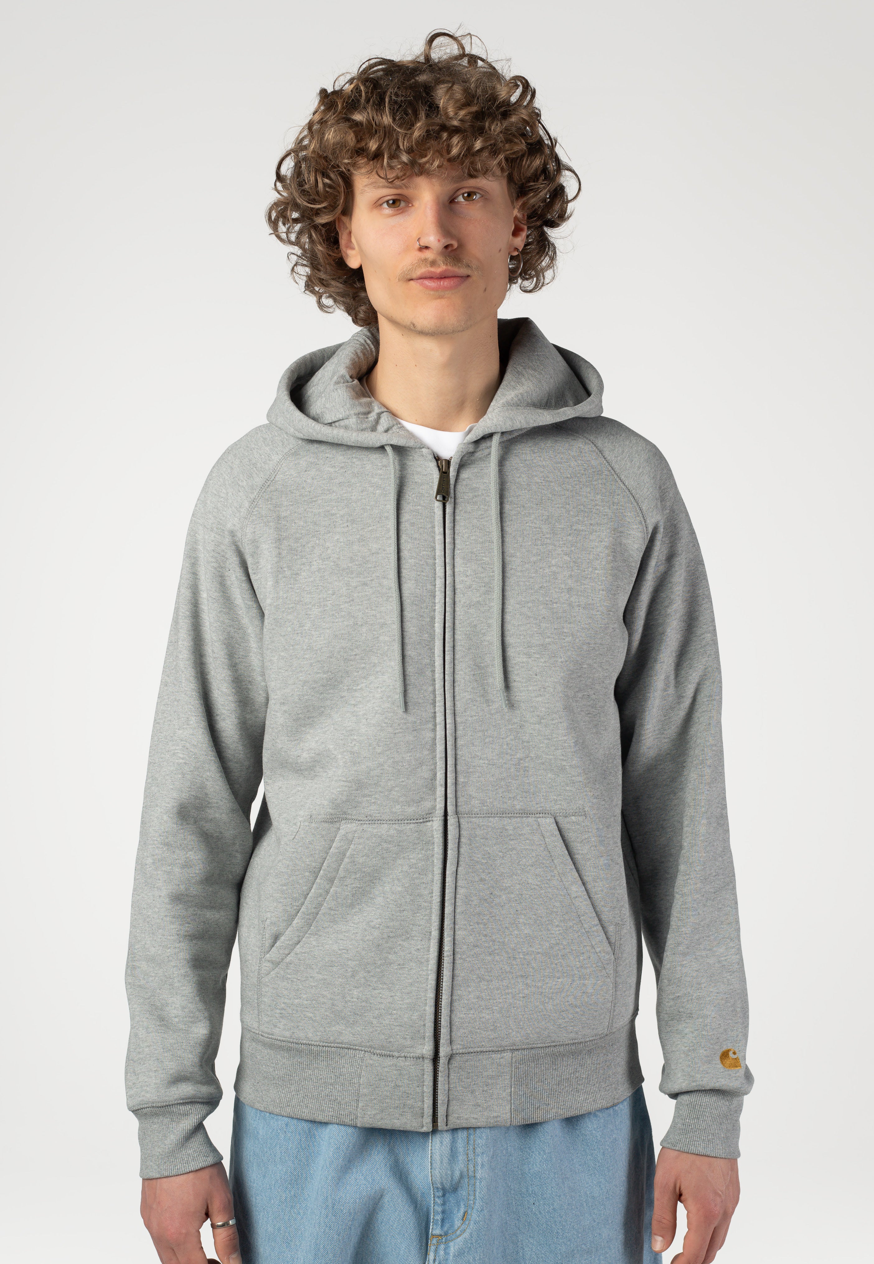 Carhartt WIP - Hooded Chase Grey Heather/Gold - Zipper | Men-Image