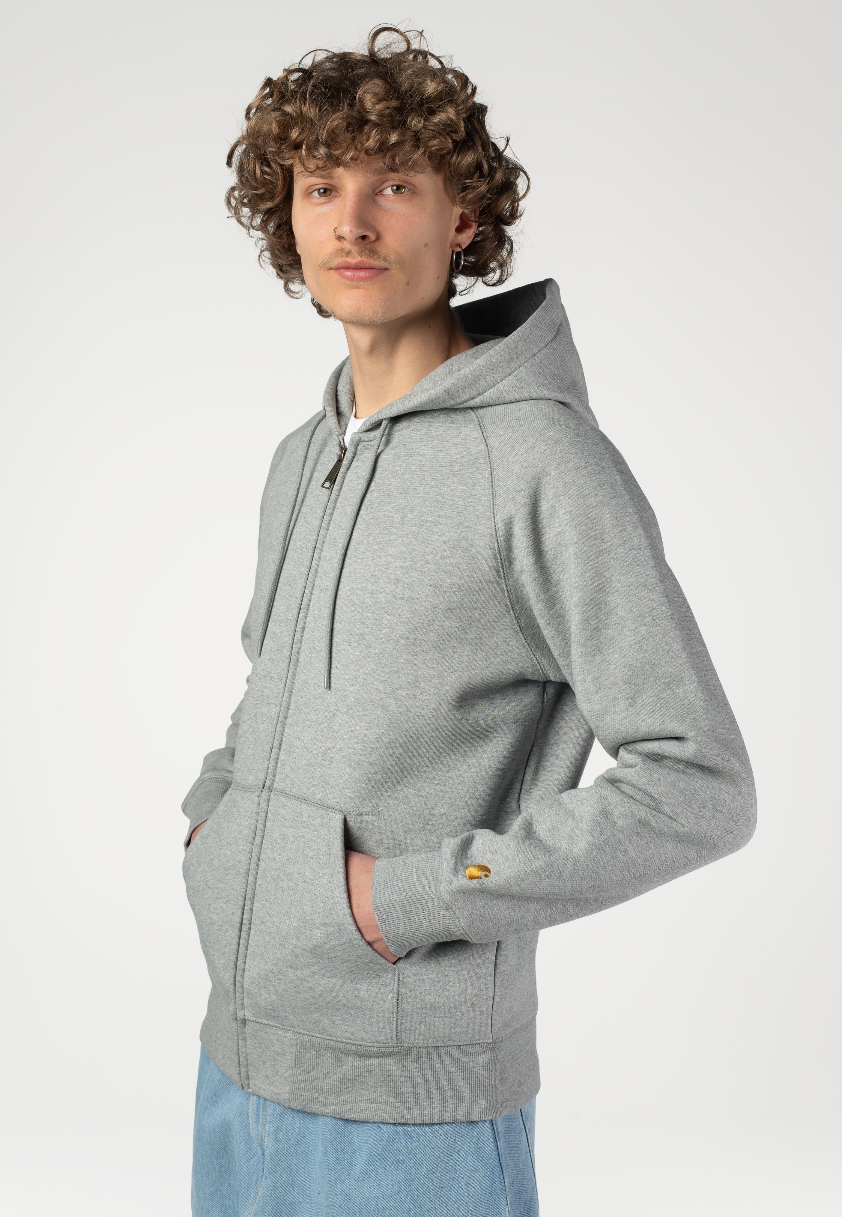 Carhartt WIP - Hooded Chase Grey Heather/Gold - Zipper | Men-Image
