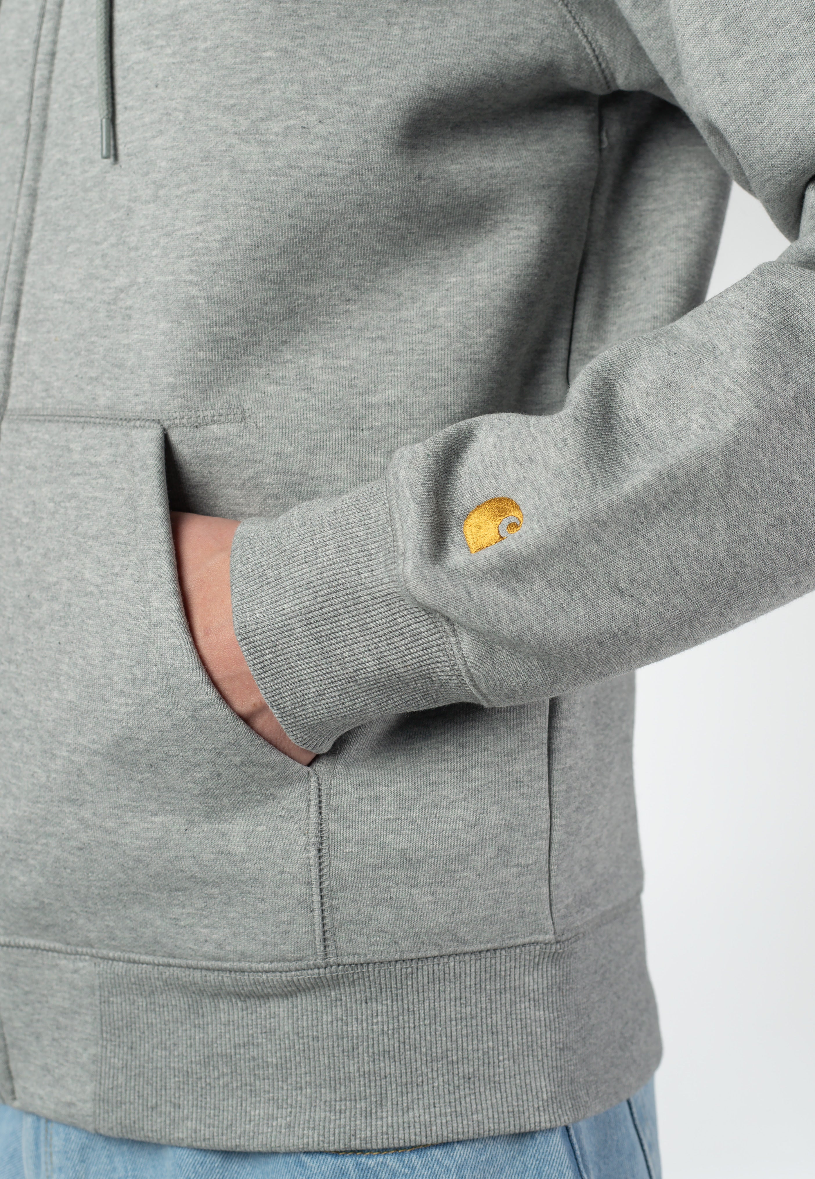 Carhartt WIP - Hooded Chase Grey Heather/Gold - Zipper | Men-Image