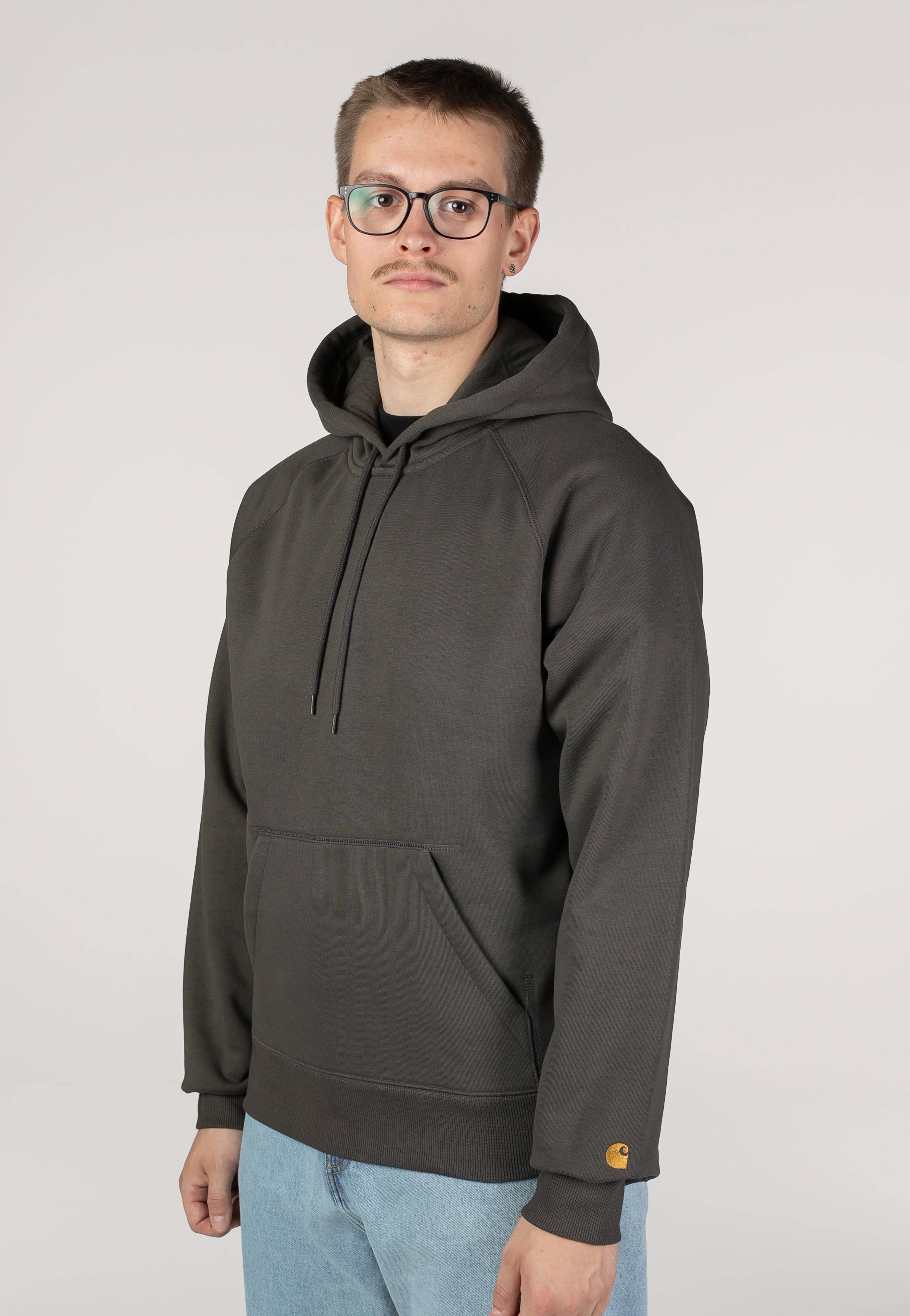 Carhartt WIP - Hooded Chase Shungite/Gold - Hoodie | Men-Image