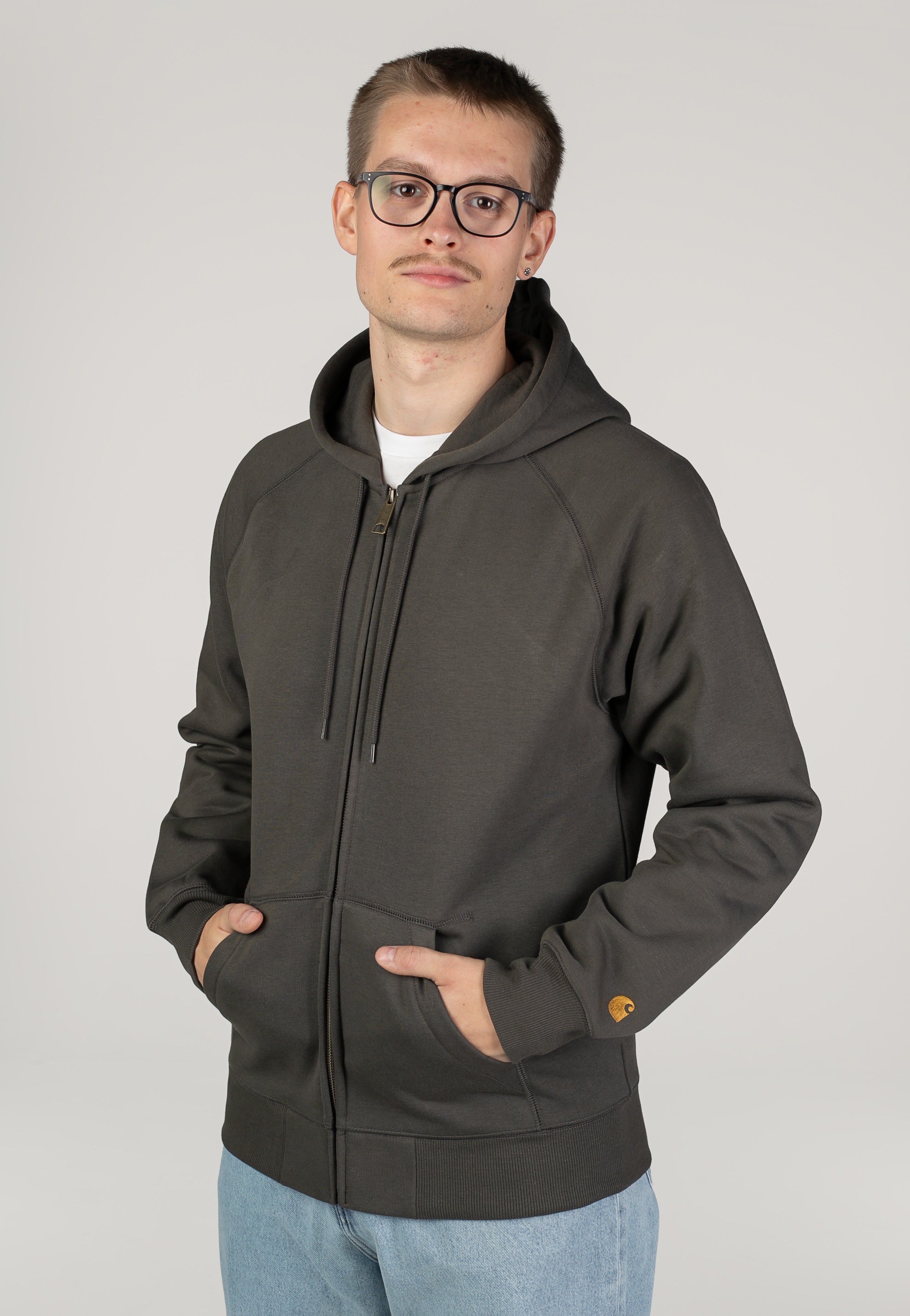 Carhartt WIP - Hooded Chase Shungite/Gold - Zipper | Men-Image