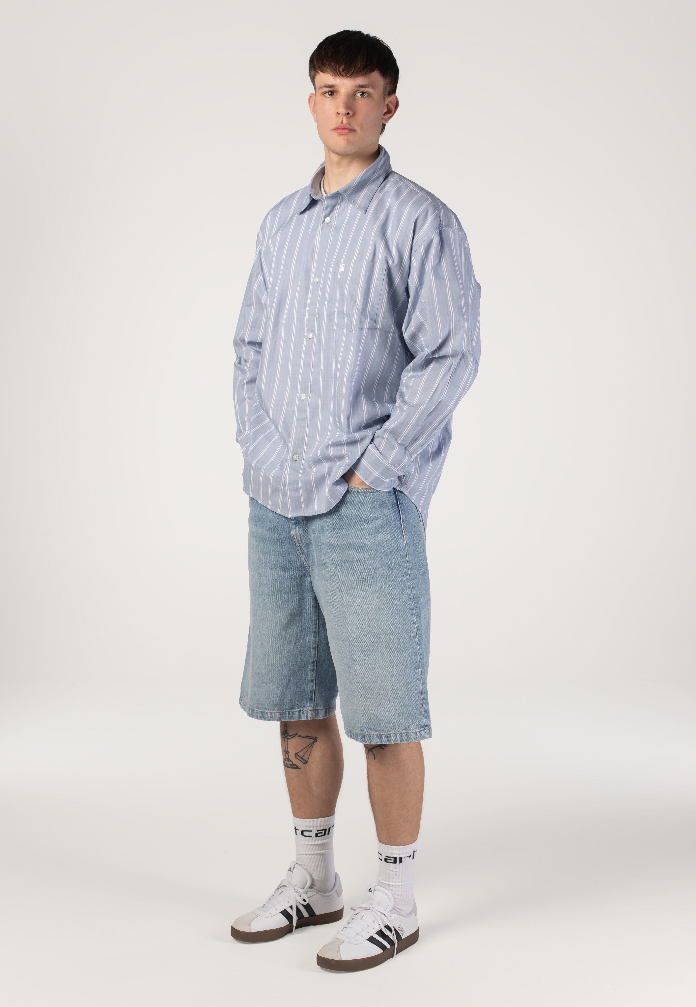 Carhartt WIP - Landon Heavy Worn Bleached Blue - Shorts | Men-Image