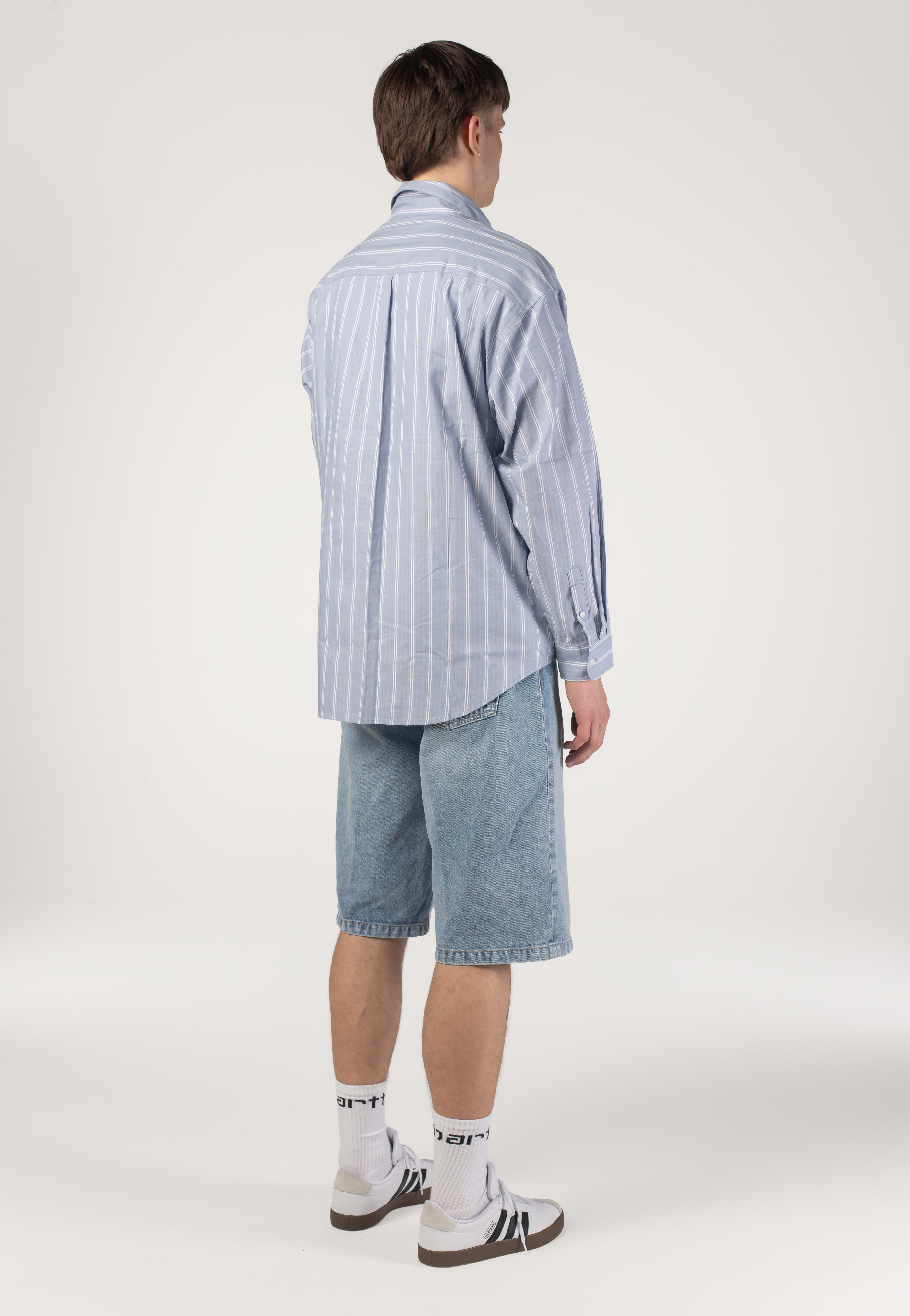 princess polly baby blue dress Men's Sky Blue Flat Front Cotton Tailored Shorts