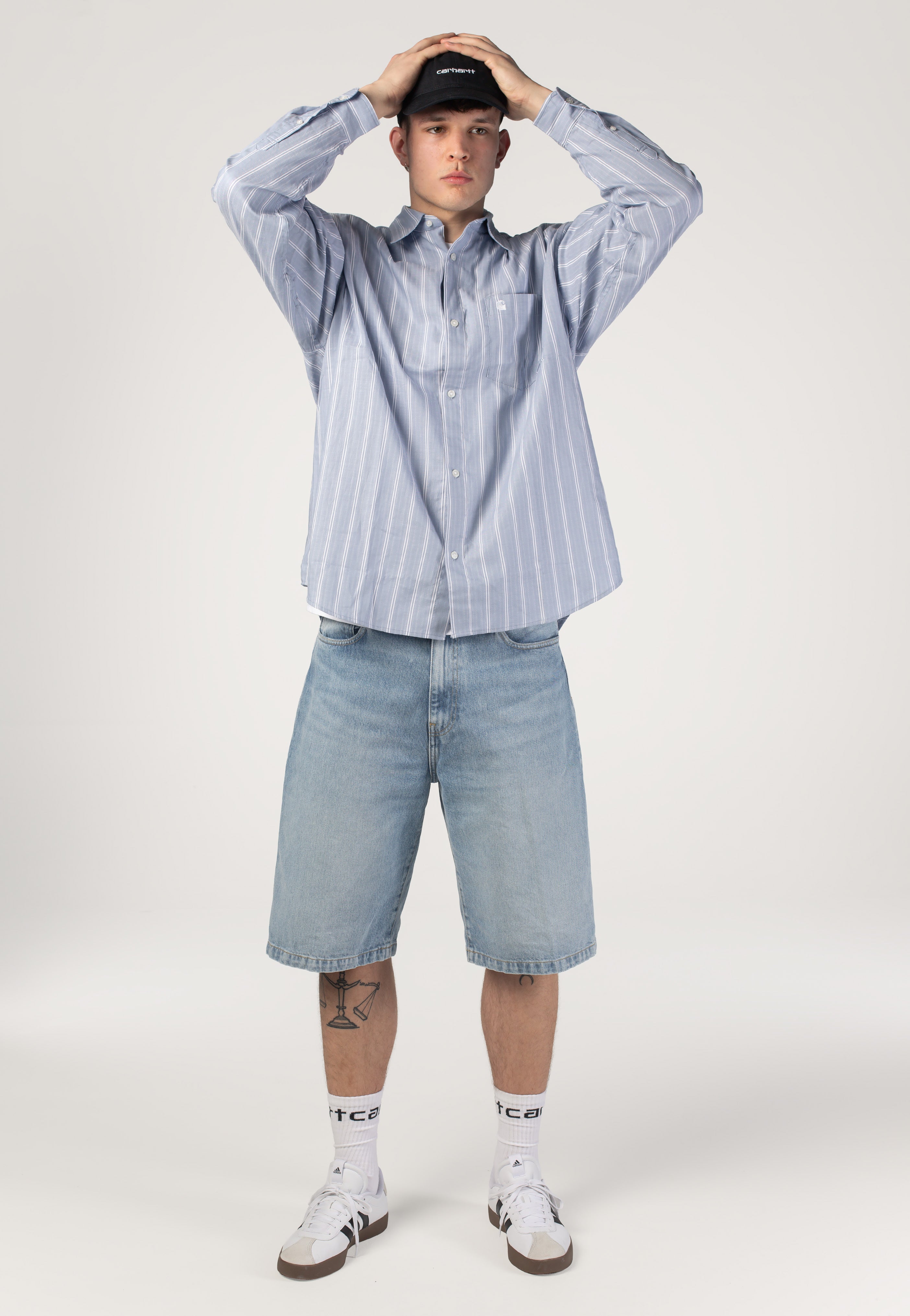 Carhartt WIP - Landon Heavy Worn Bleached Blue - Shorts | Men-Image