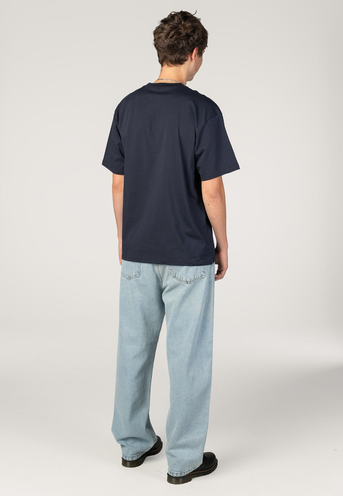 Carhartt WIP Madison Dark Navy / White T-Shirt | Men-Image