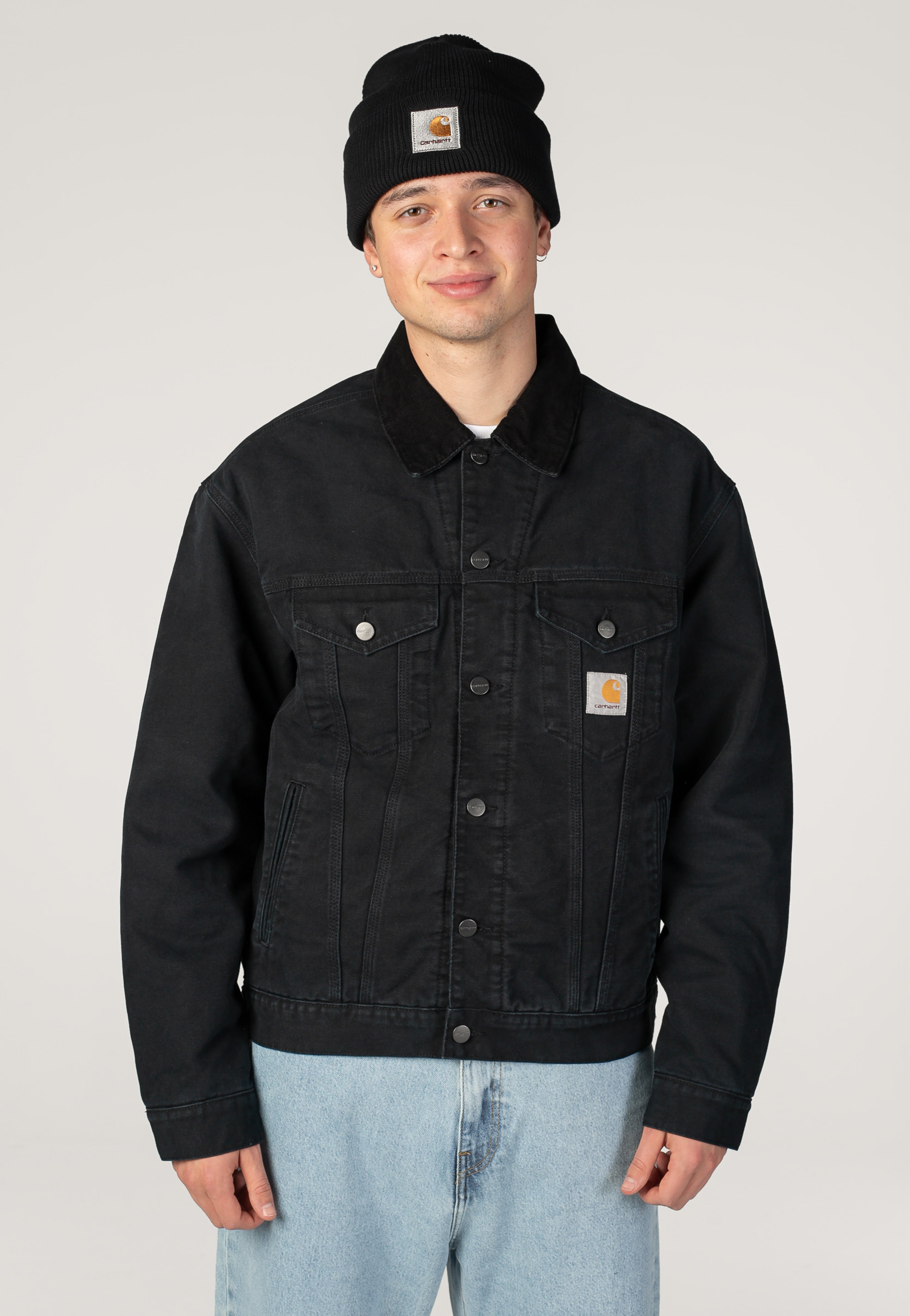 Carhartt WIP Og Trucker Stone Canvas Black/Black Kurtka | Men-Image