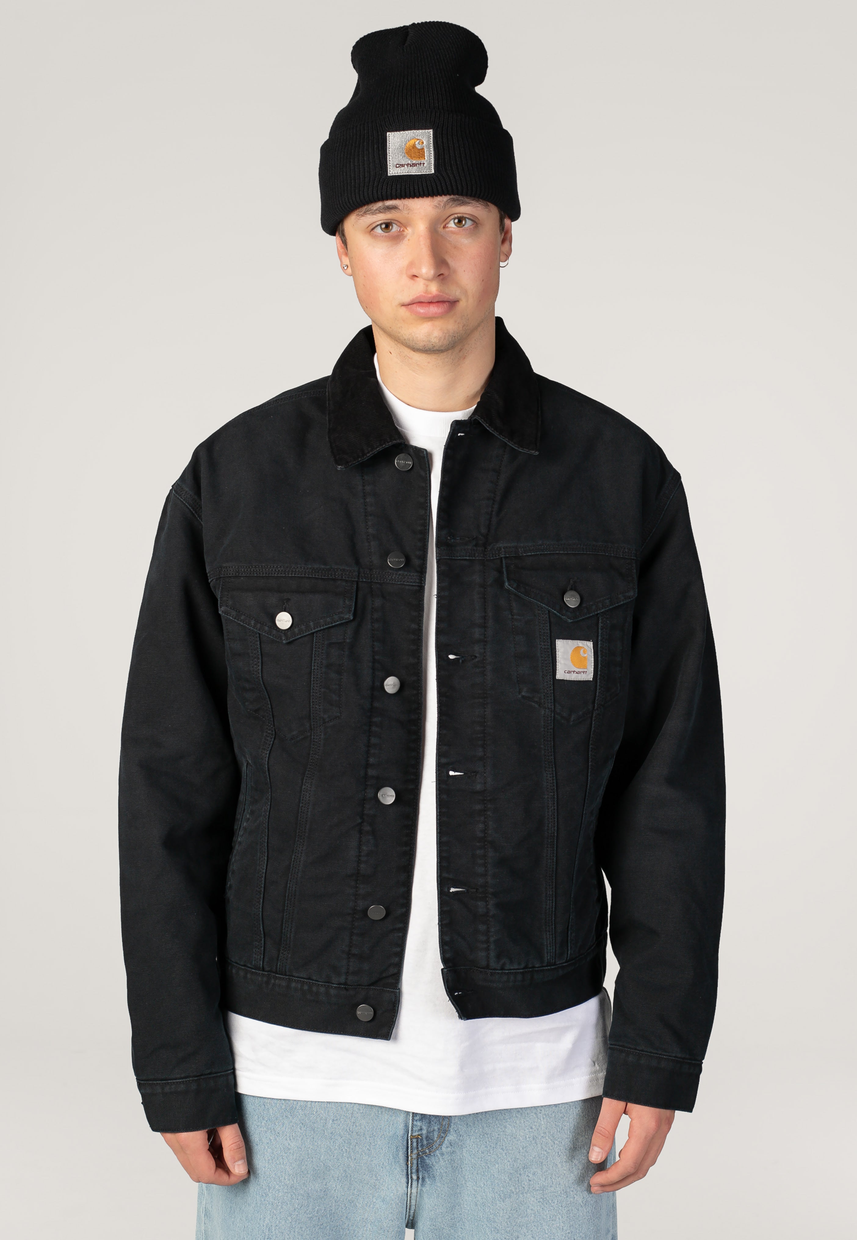Carhartt WIP Og Trucker Stone Canvas Black/Black Kurtka | Men-Image