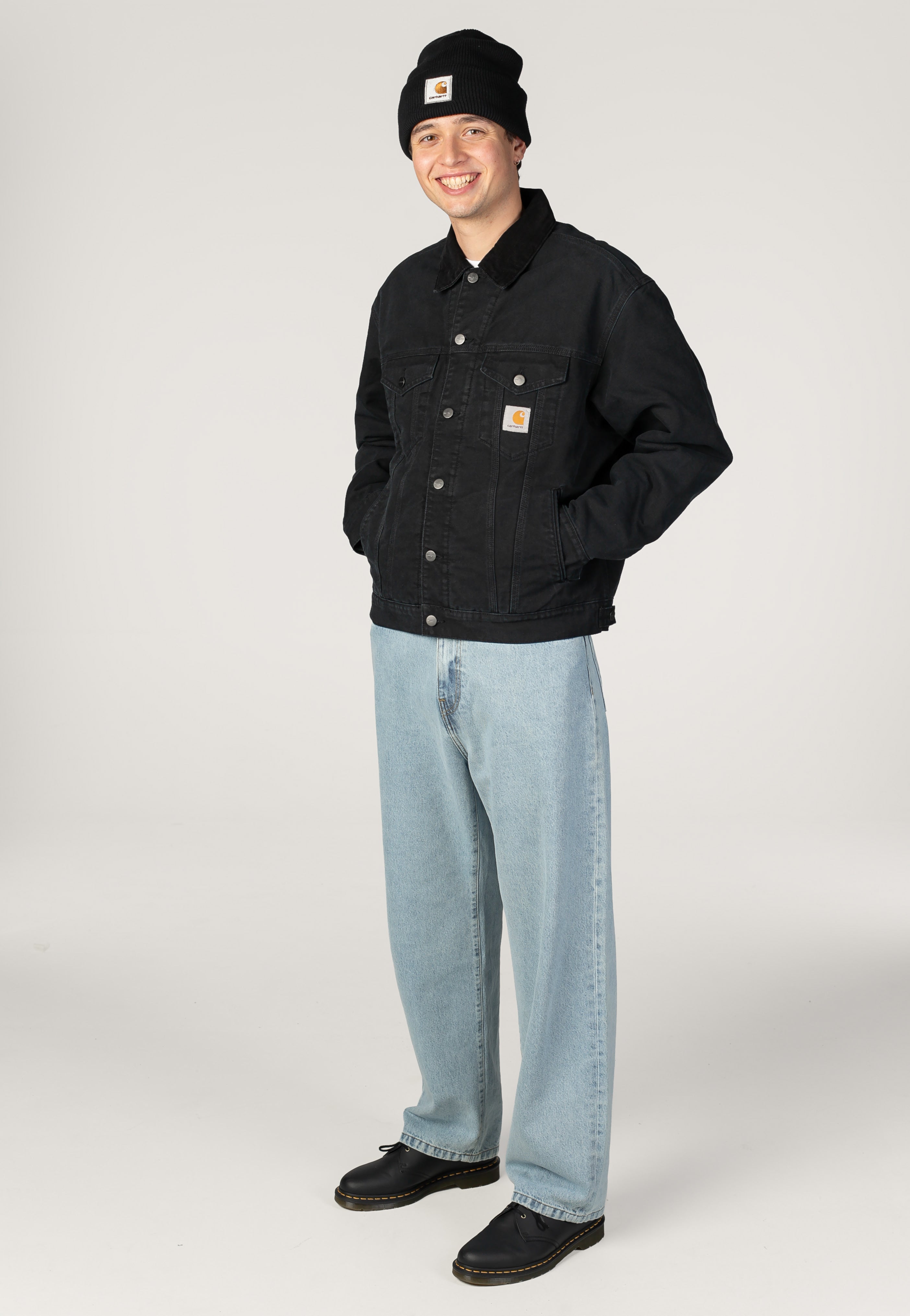 Carhartt WIP Og Trucker Stone Canvas Black/Black Kurtka | Men-Image