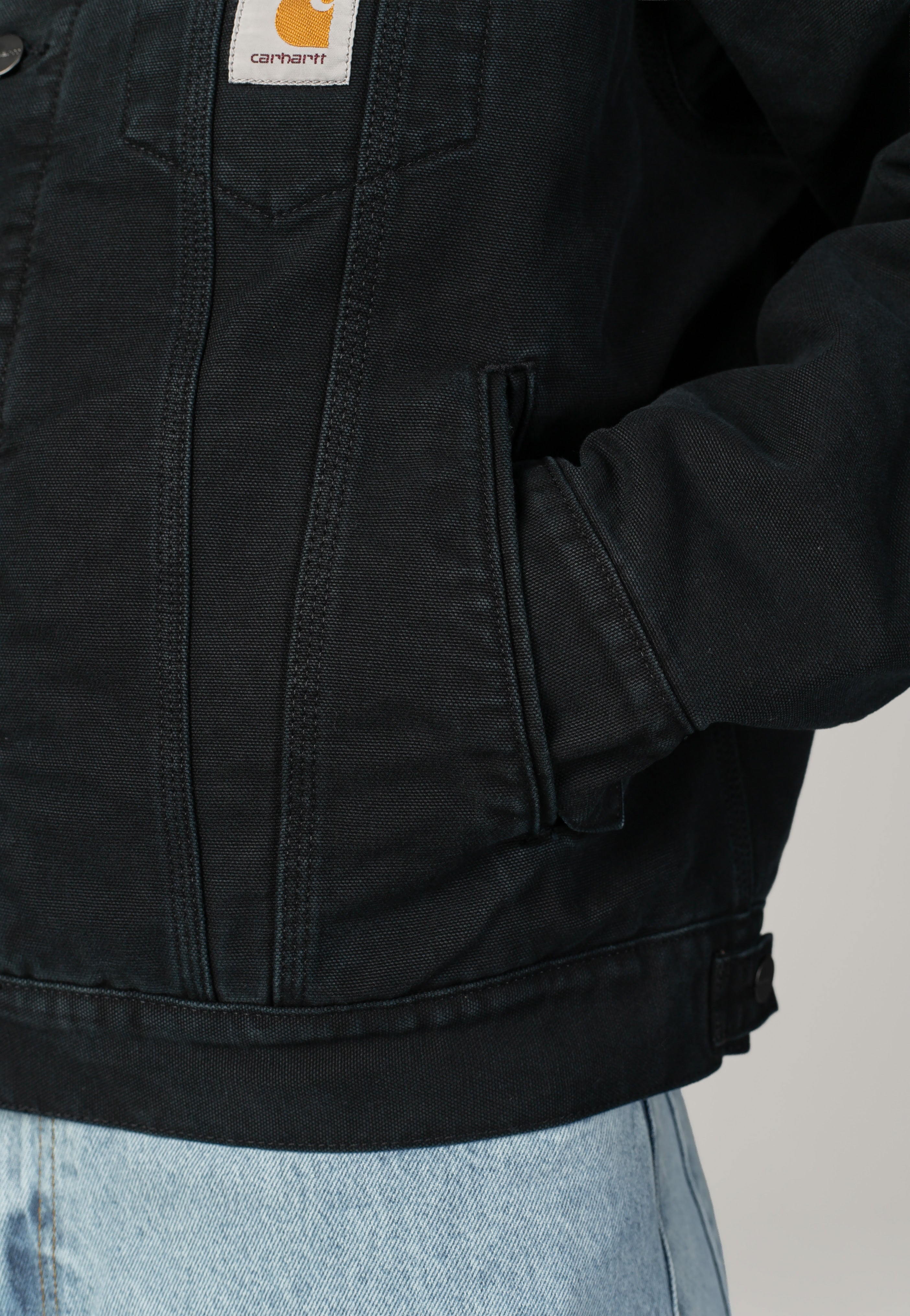 Carhartt WIP Og Trucker Stone Canvas Black/Black Kurtka | Men-Image