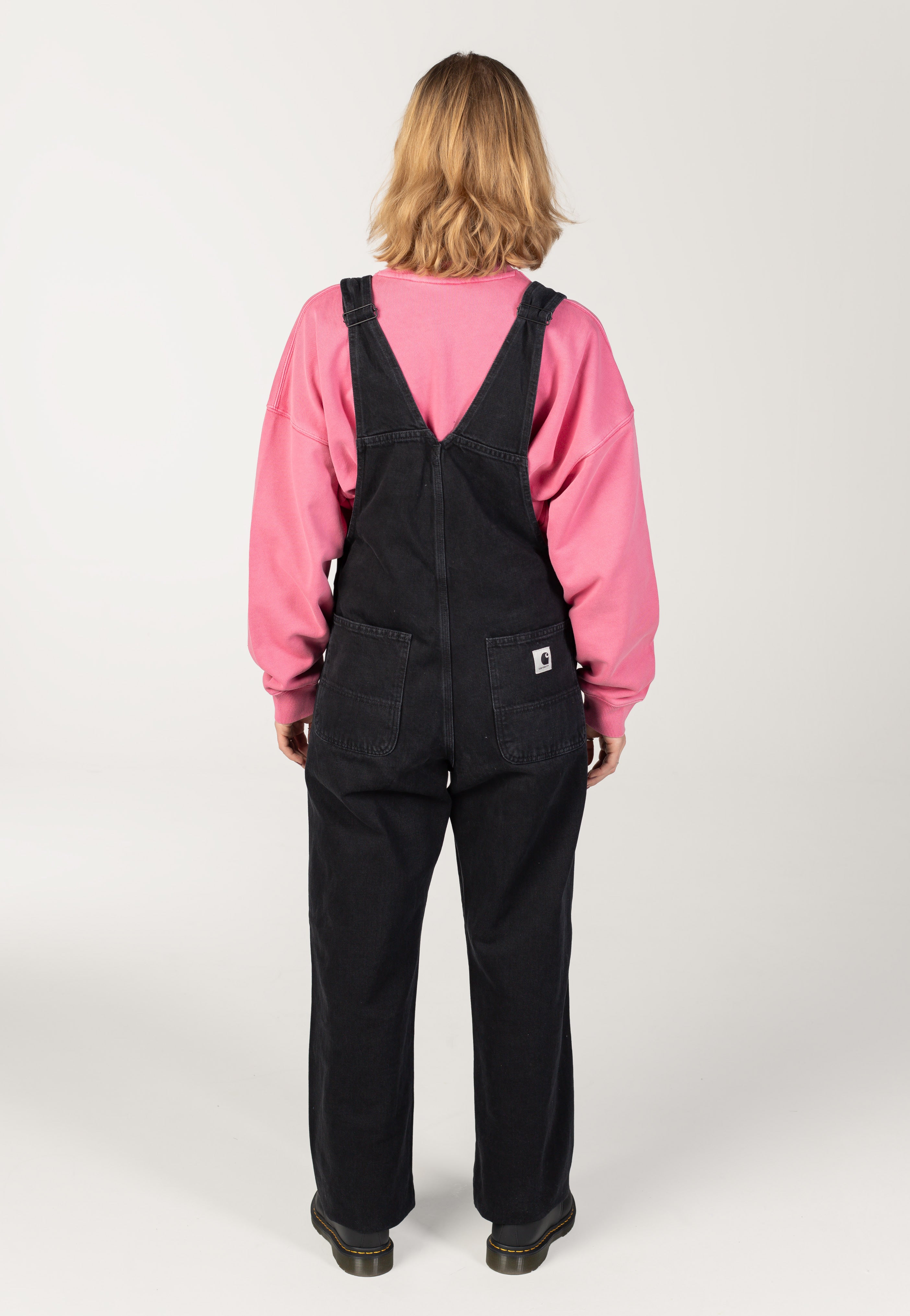 W' Bib Overall Straight Stone Washed Black - Pants