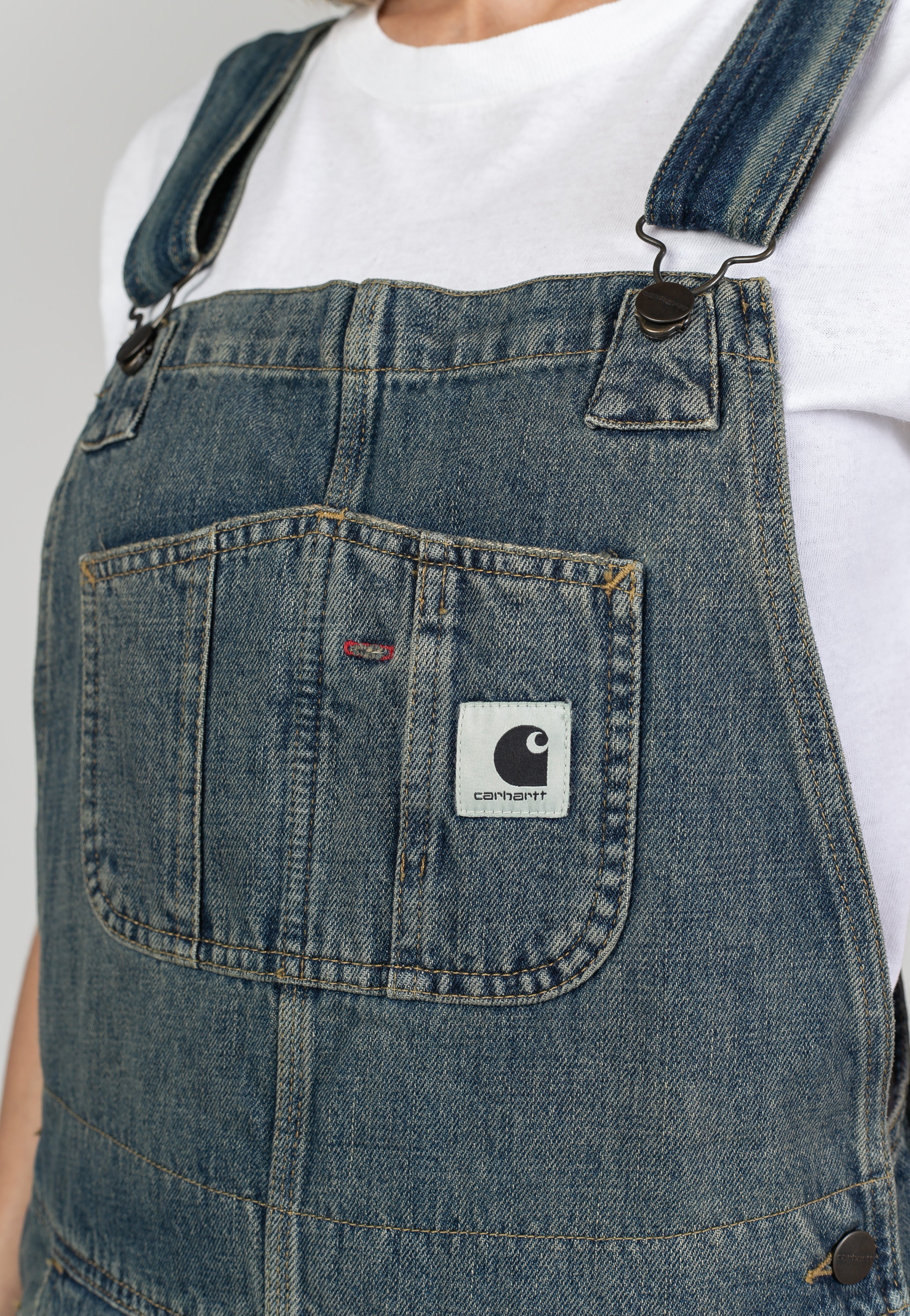 Carhartt WIP - W' Bib Overall Straight Worn Used Wash Blue - Pants | Women-Image