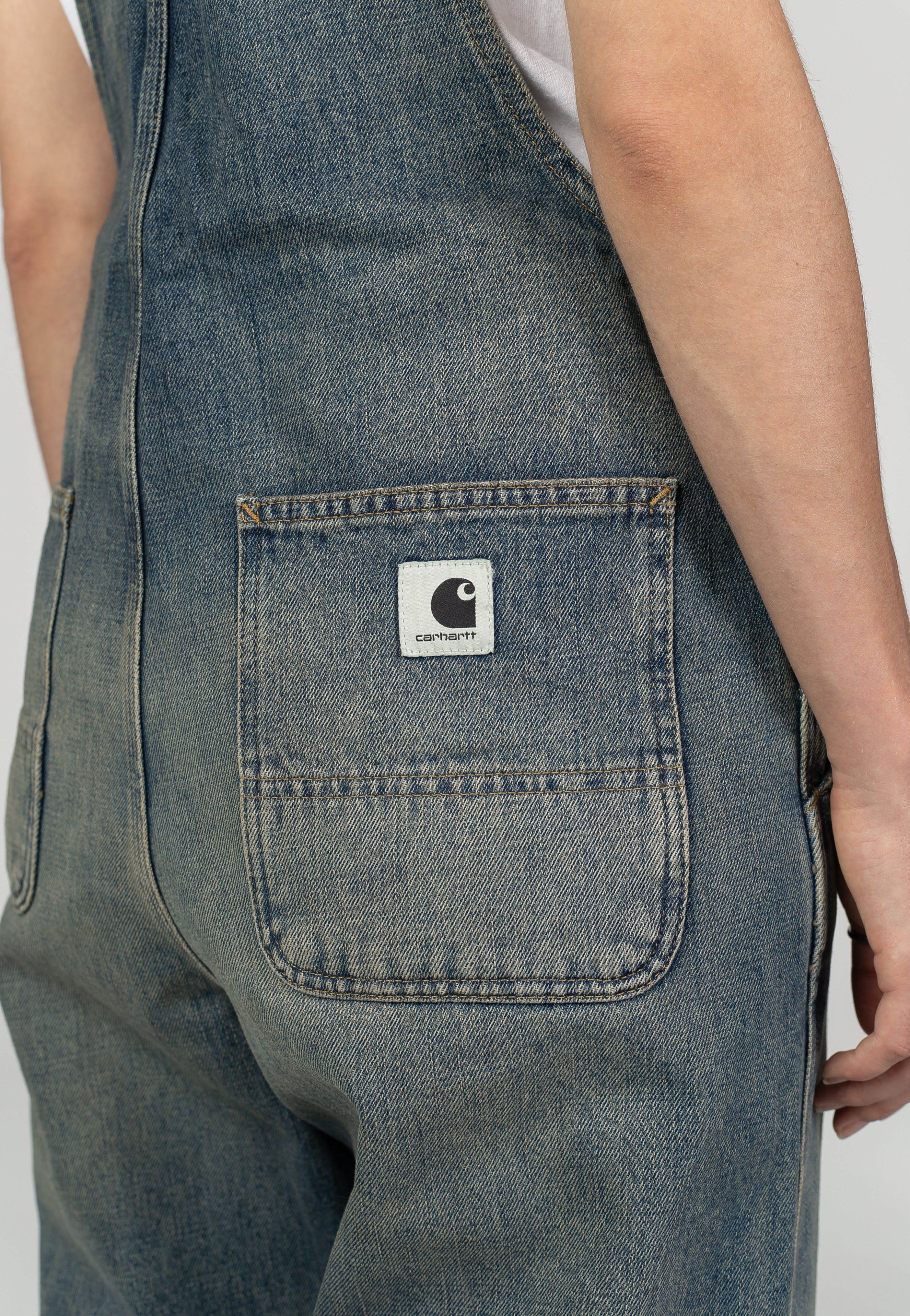 Carhartt WIP - W' Bib Overall Straight Worn Used Wash Blue - Pants | Women-Image