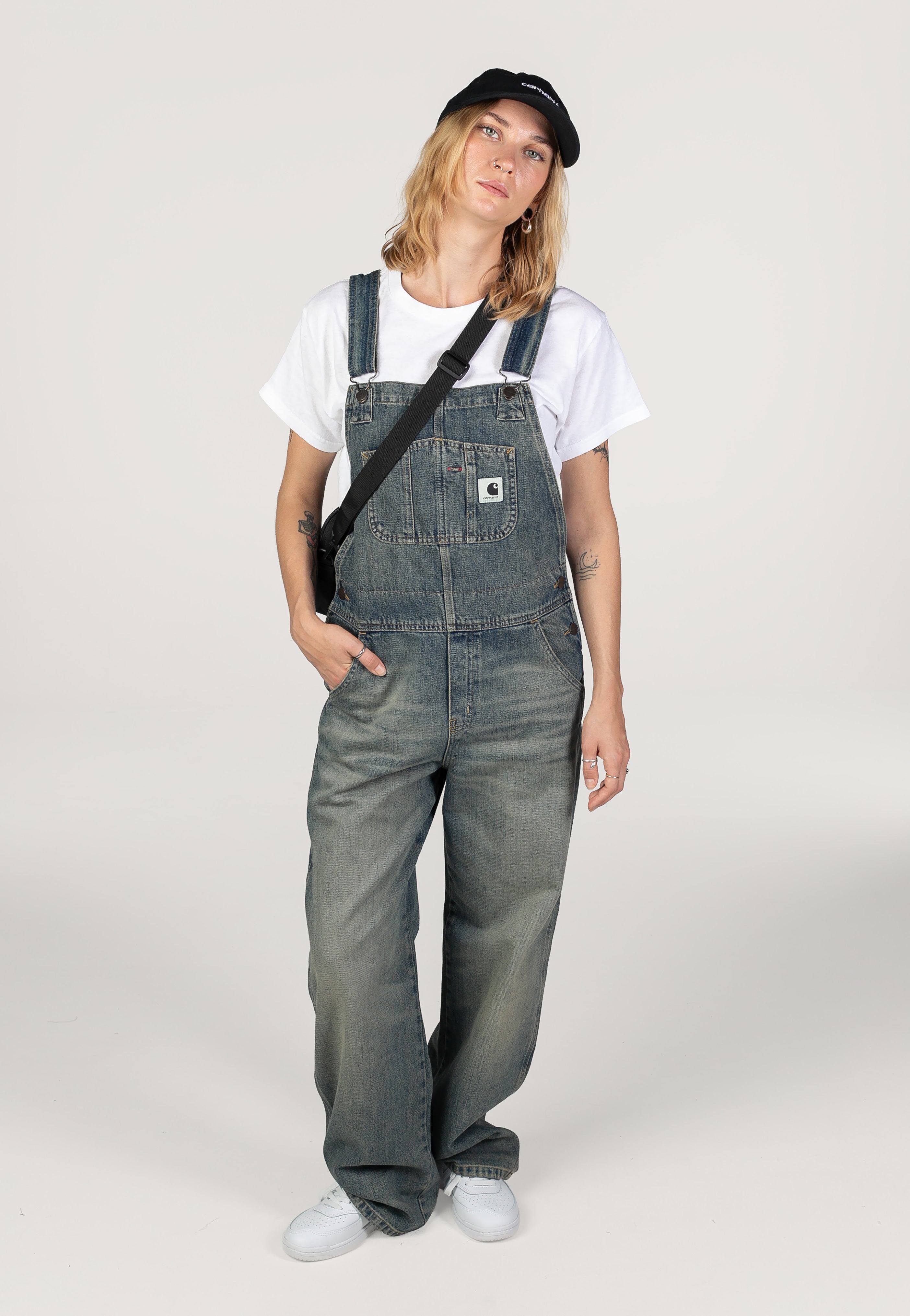 Carhartt WIP - W' Bib Overall Straight Worn Used Wash Blue - Pants | Women-Image