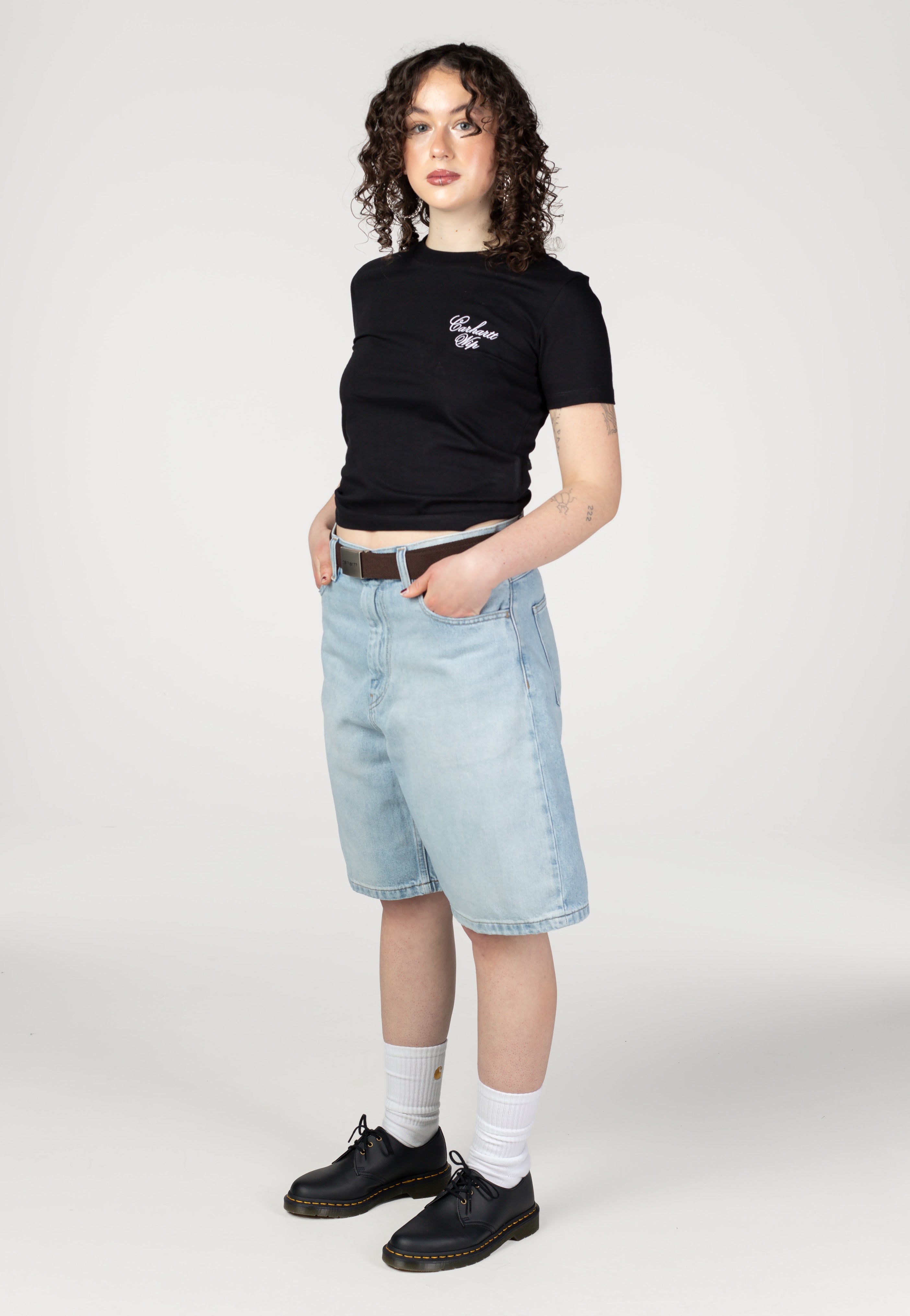 Carhartt WIP - W' Brandon Heavy Worn Bleached Blue - Shorts | Women-Image