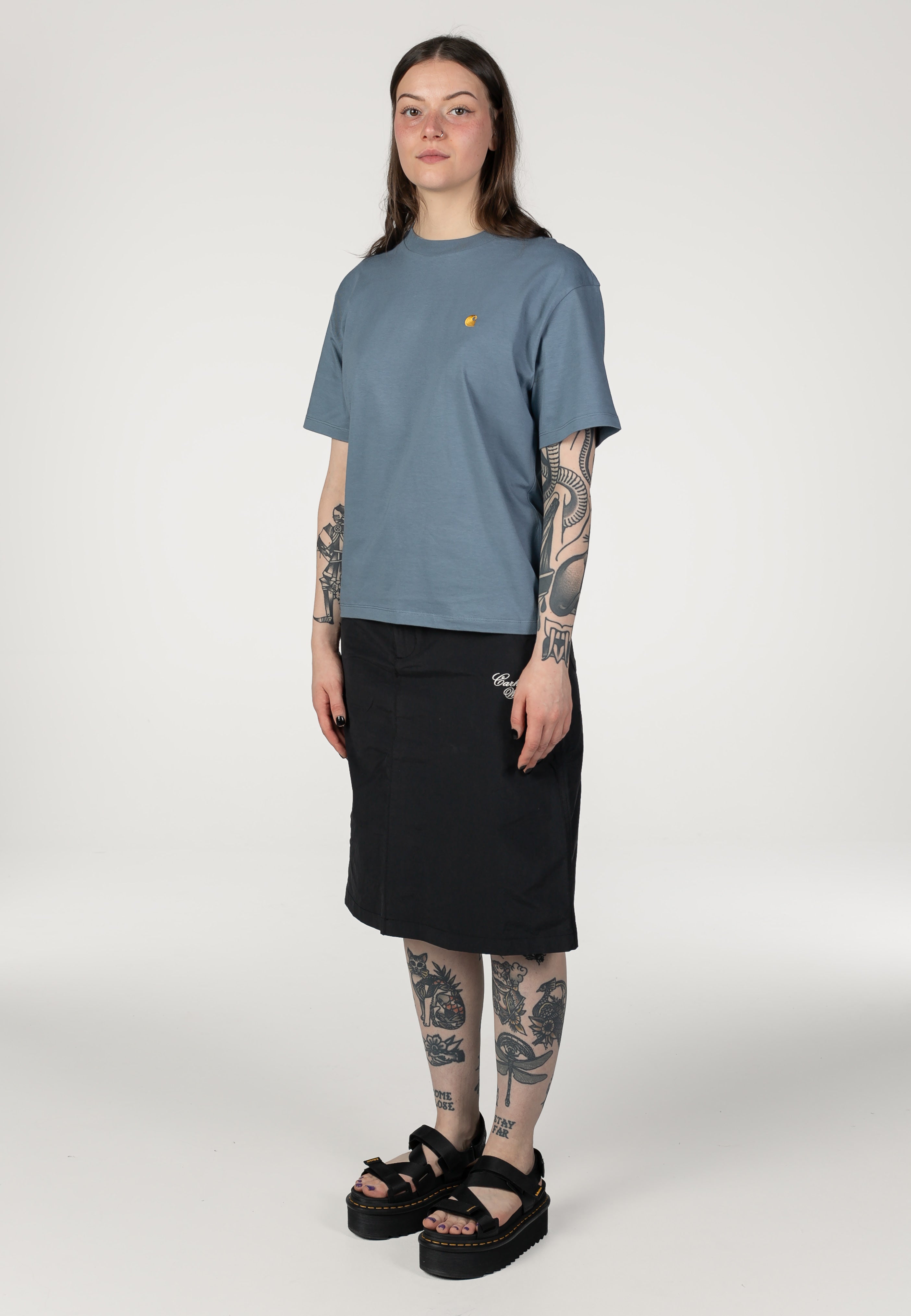 Carhartt WIP - W' Chase Shady Blue/Gold - T-Shirt | Women-Image