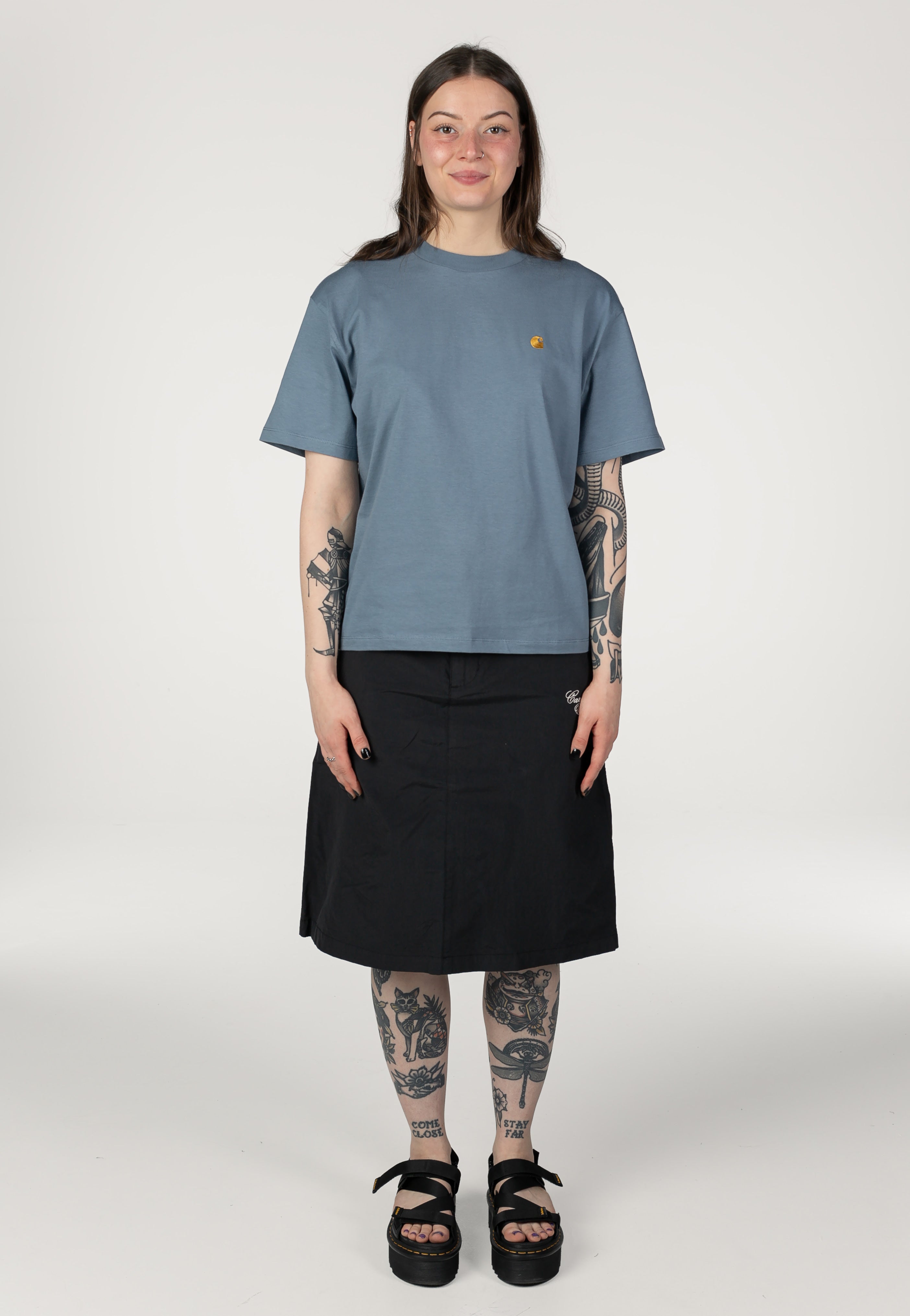 Carhartt WIP - W' Chase Shady Blue/Gold - T-Shirt | Women-Image