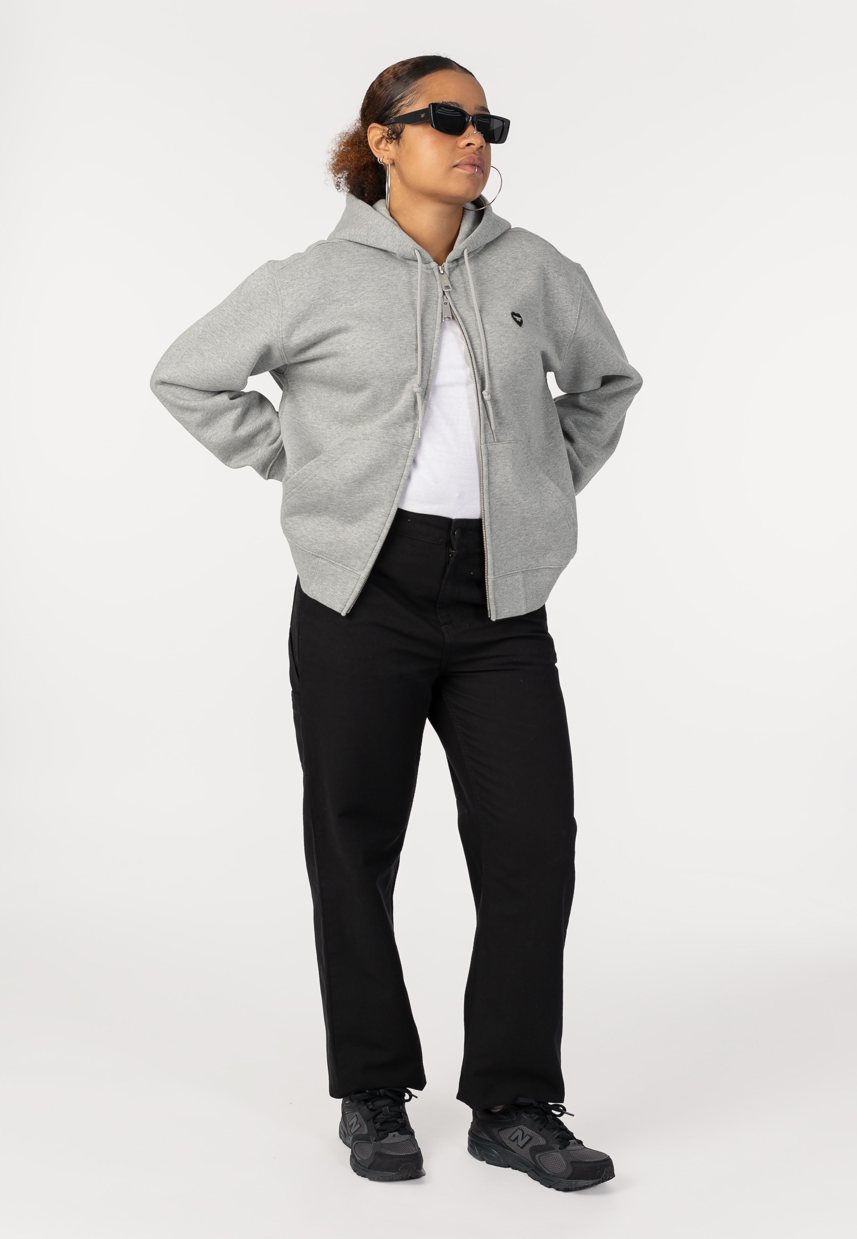 Carhartt WIP - W' HD Small Heart Patch Grey Heather/Black - Hoodie | Women-Image