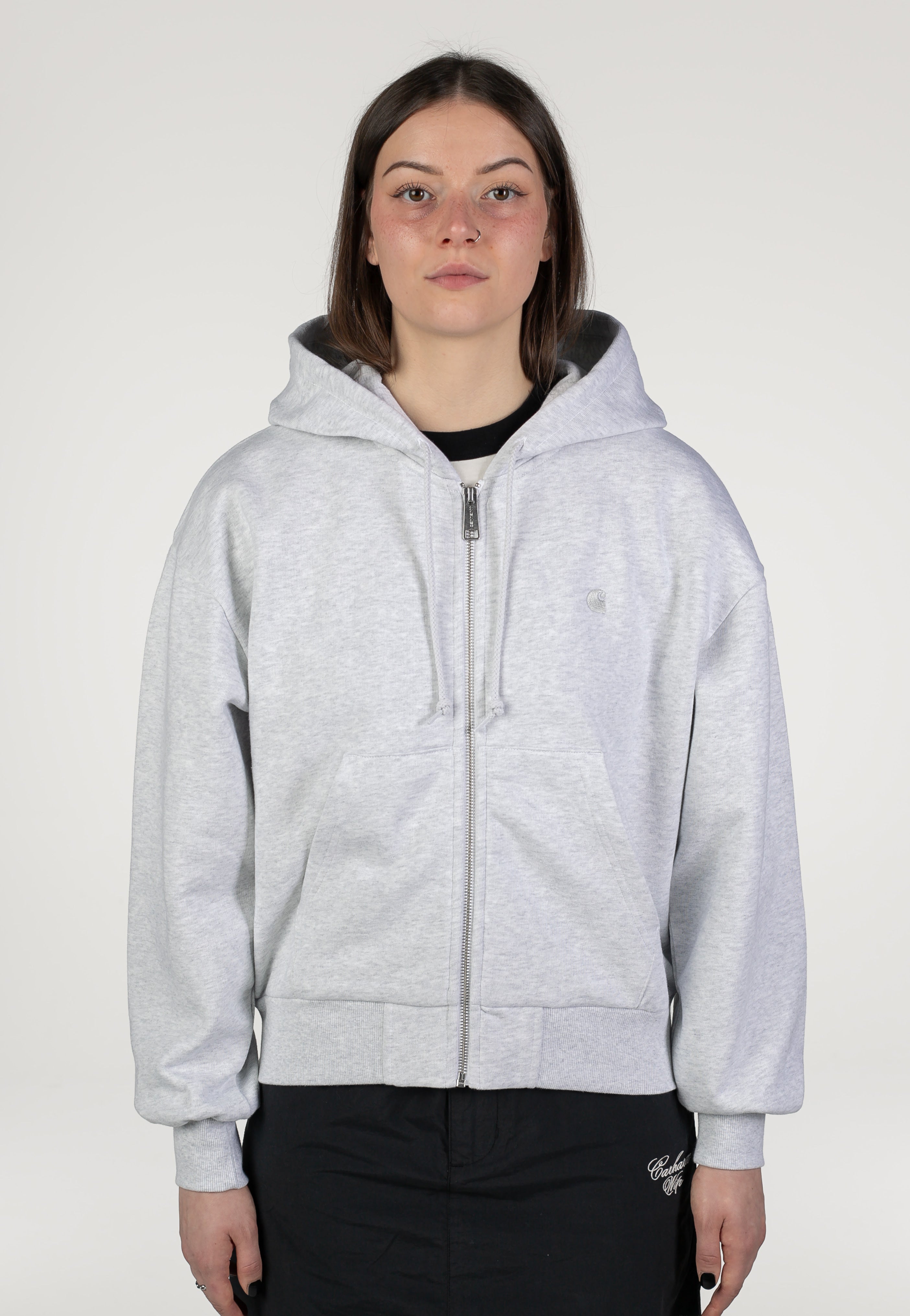 Carhartt WIP W' Hooded Casey Ash Heather/Silver Mikina na zip | Women-Image
