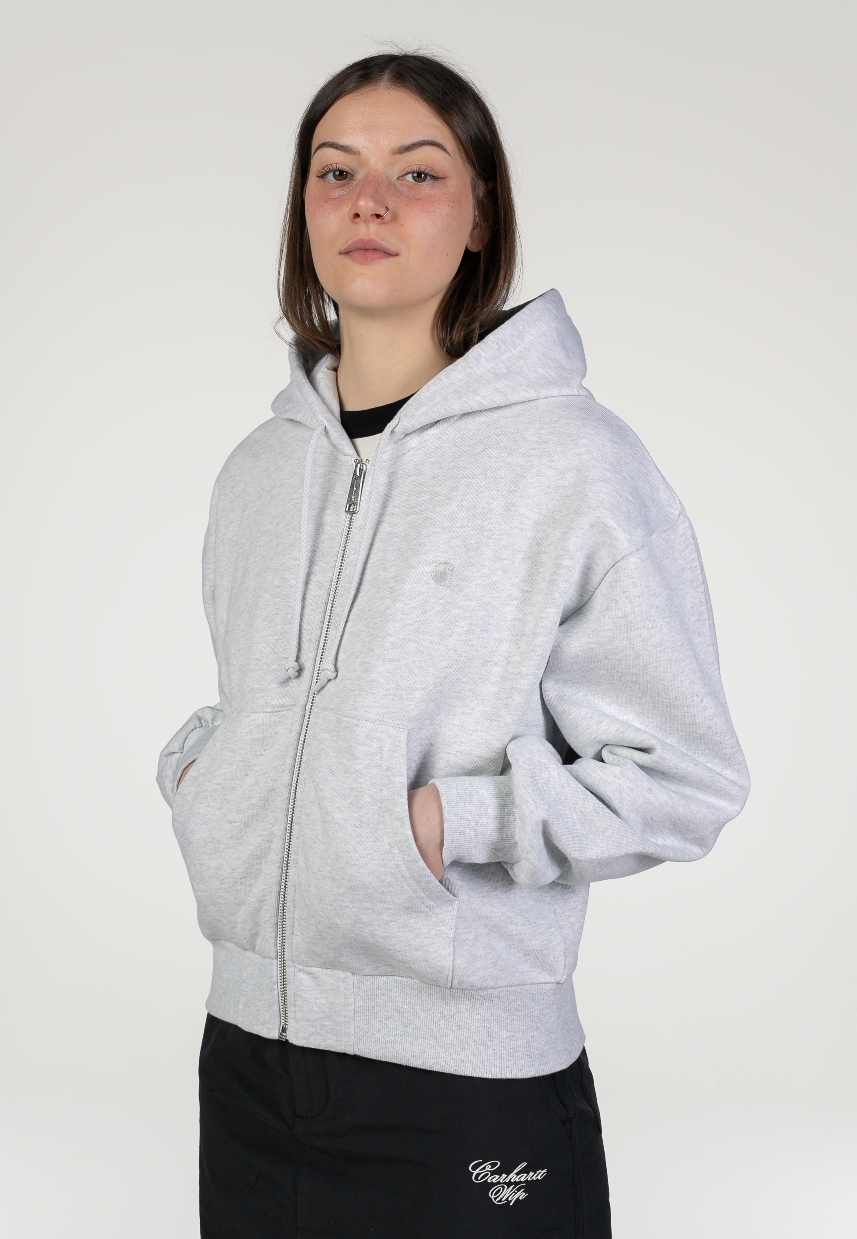 Carhartt WIP W' Hooded Casey Ash Heather/Silver Mikina na zip | Women-Image