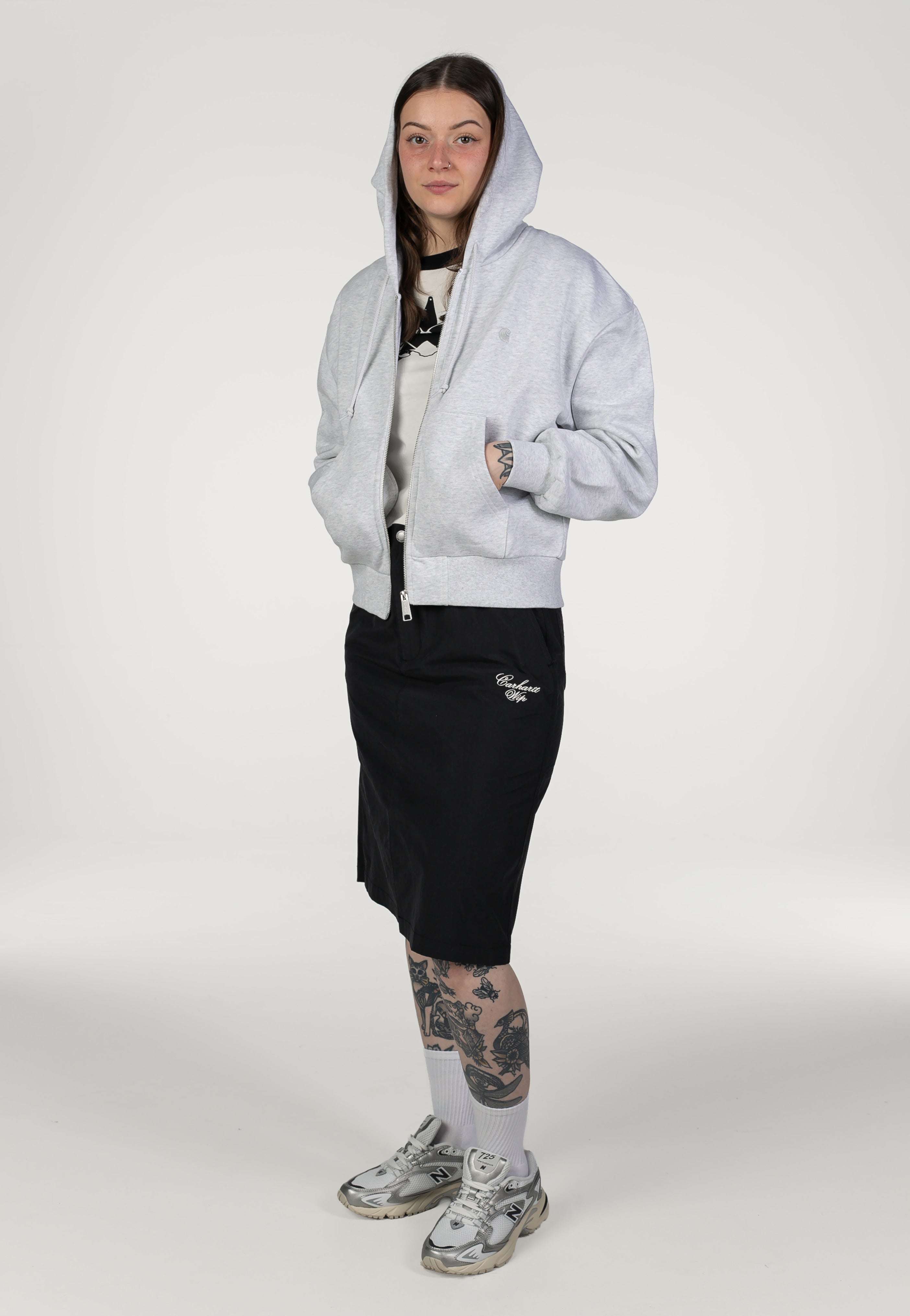 Carhartt WIP W' Hooded Casey Ash Heather/Silver Mikina na zip | Women-Image