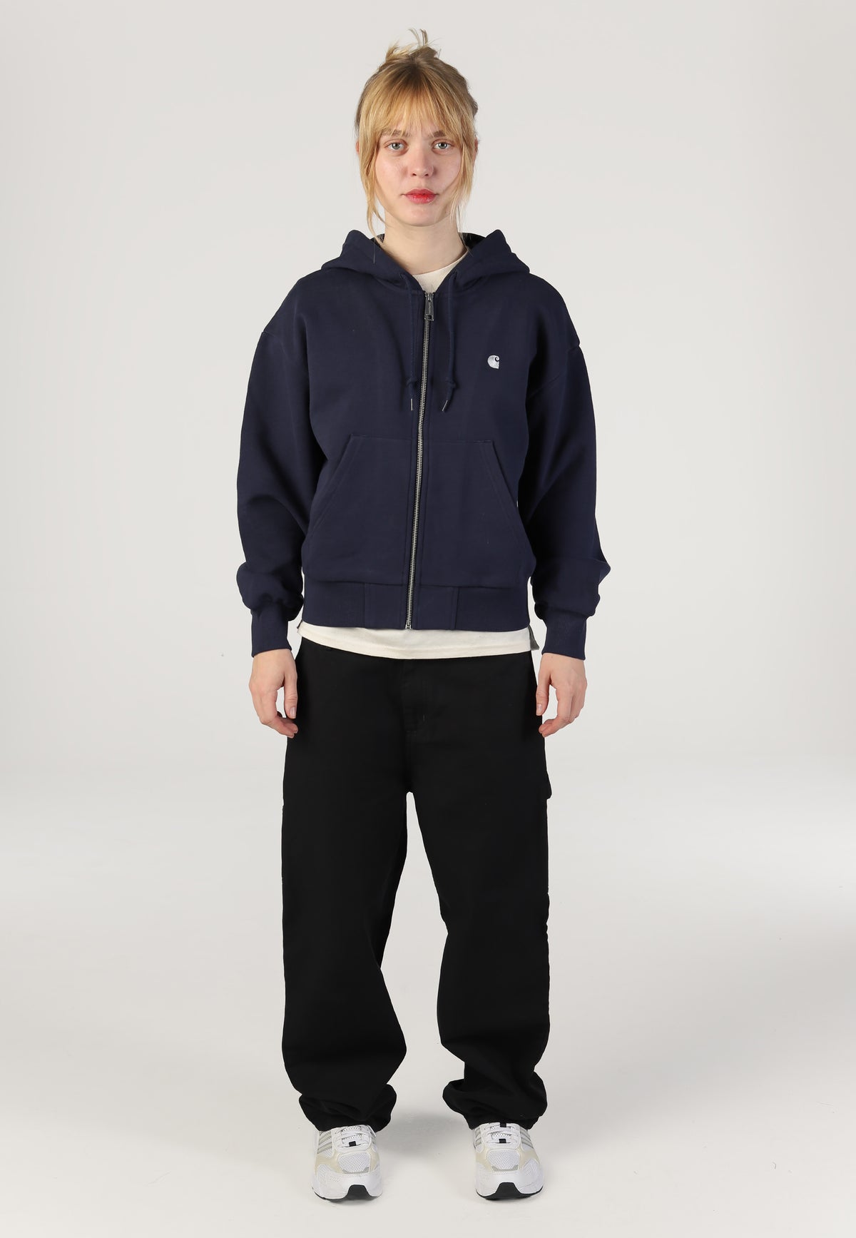 Carhartt WIP W' Hooded Casey Dark Navy/Silver Vetoketju huppari | Women-Image