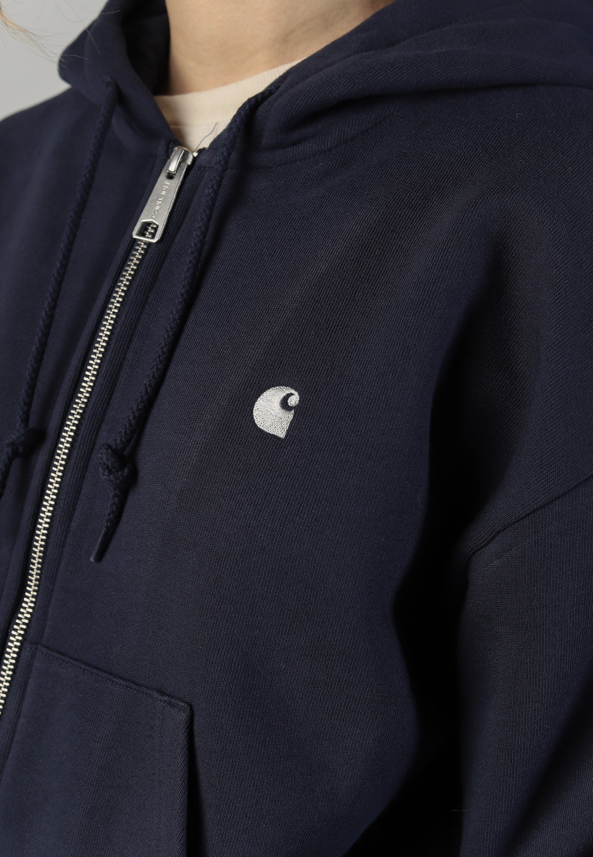 Carhartt WIP W' Hooded Casey Dark Navy/Silver Vetoketju huppari | Women-Image