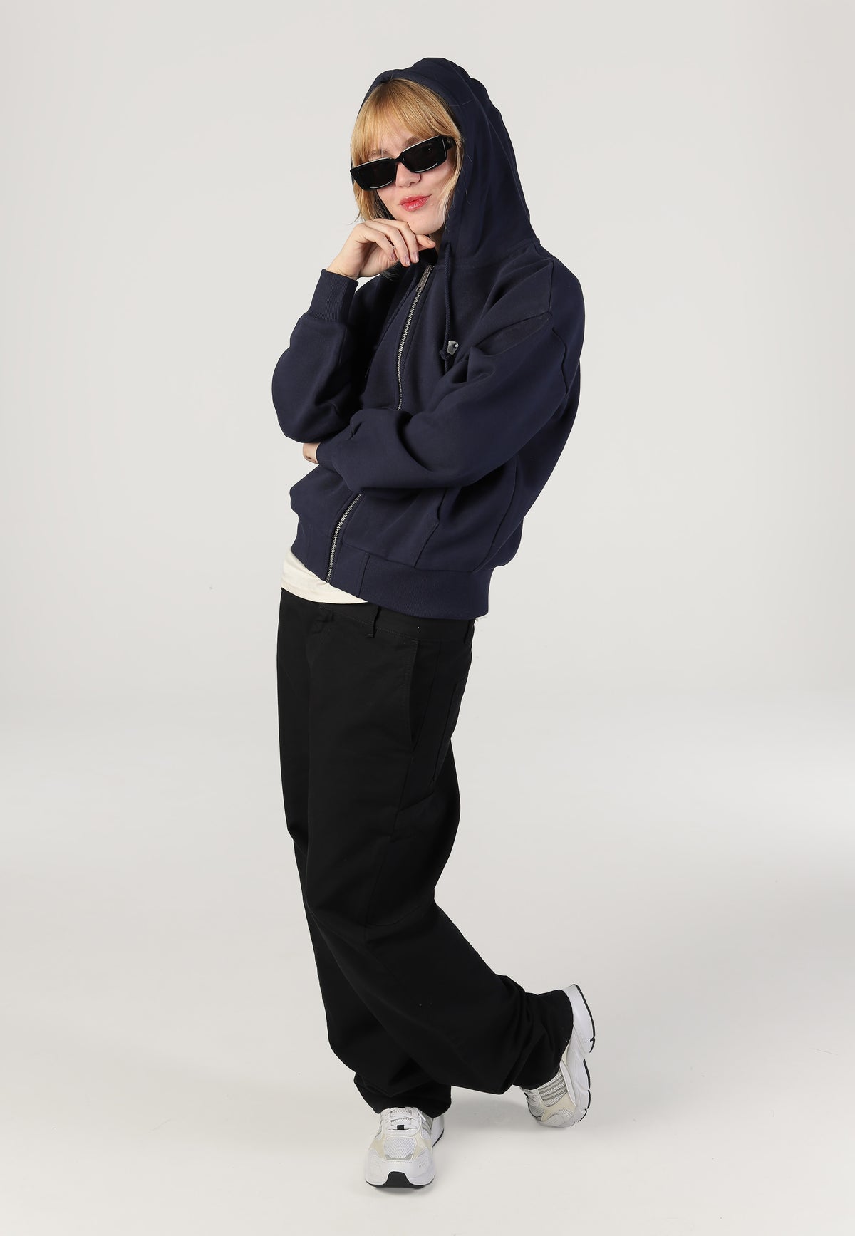 Carhartt WIP W' Hooded Casey Dark Navy/Silver Vetoketju huppari | Women-Image