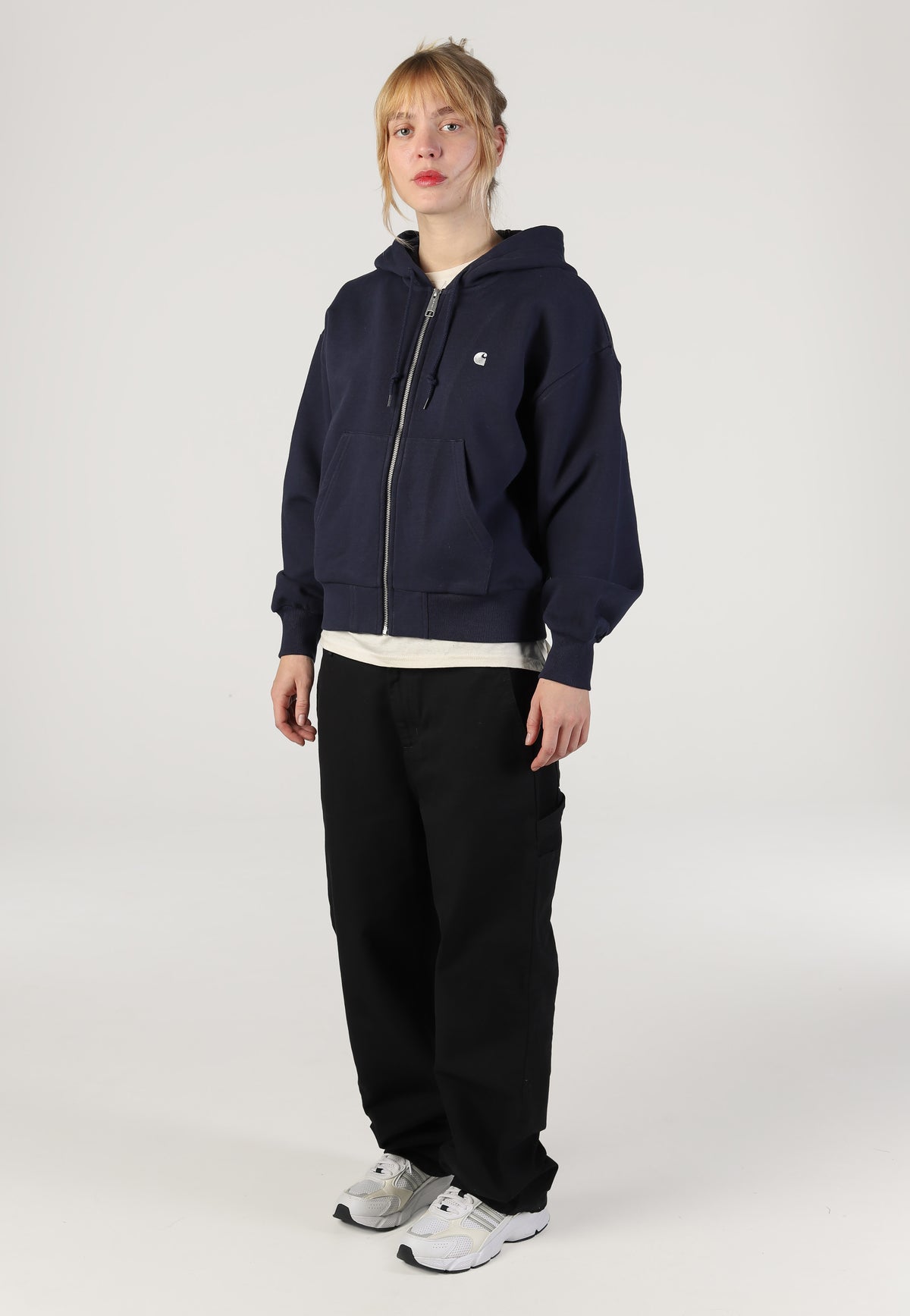 Carhartt WIP W' Hooded Casey Dark Navy/Silver Vetoketju huppari | Women-Image