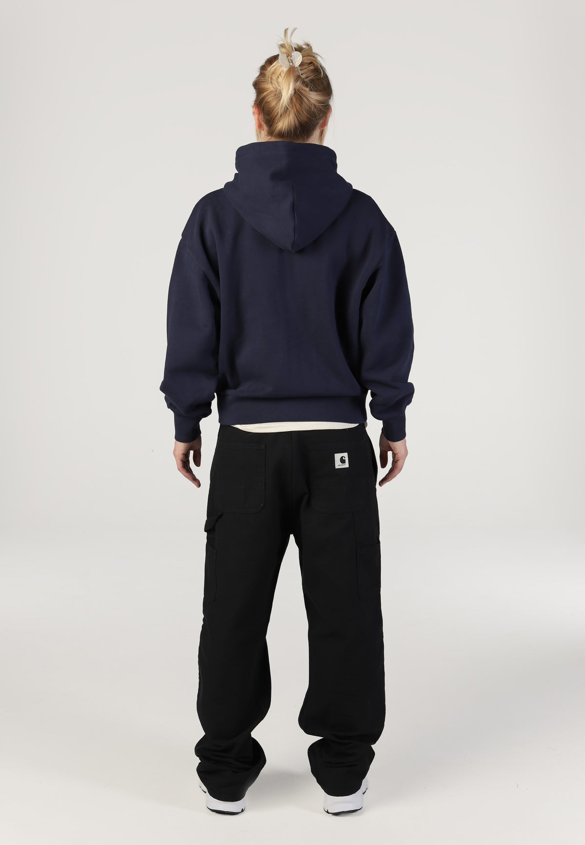Carhartt WIP W' Hooded Casey Dark Navy/Silver Vetoketju huppari | Women-Image