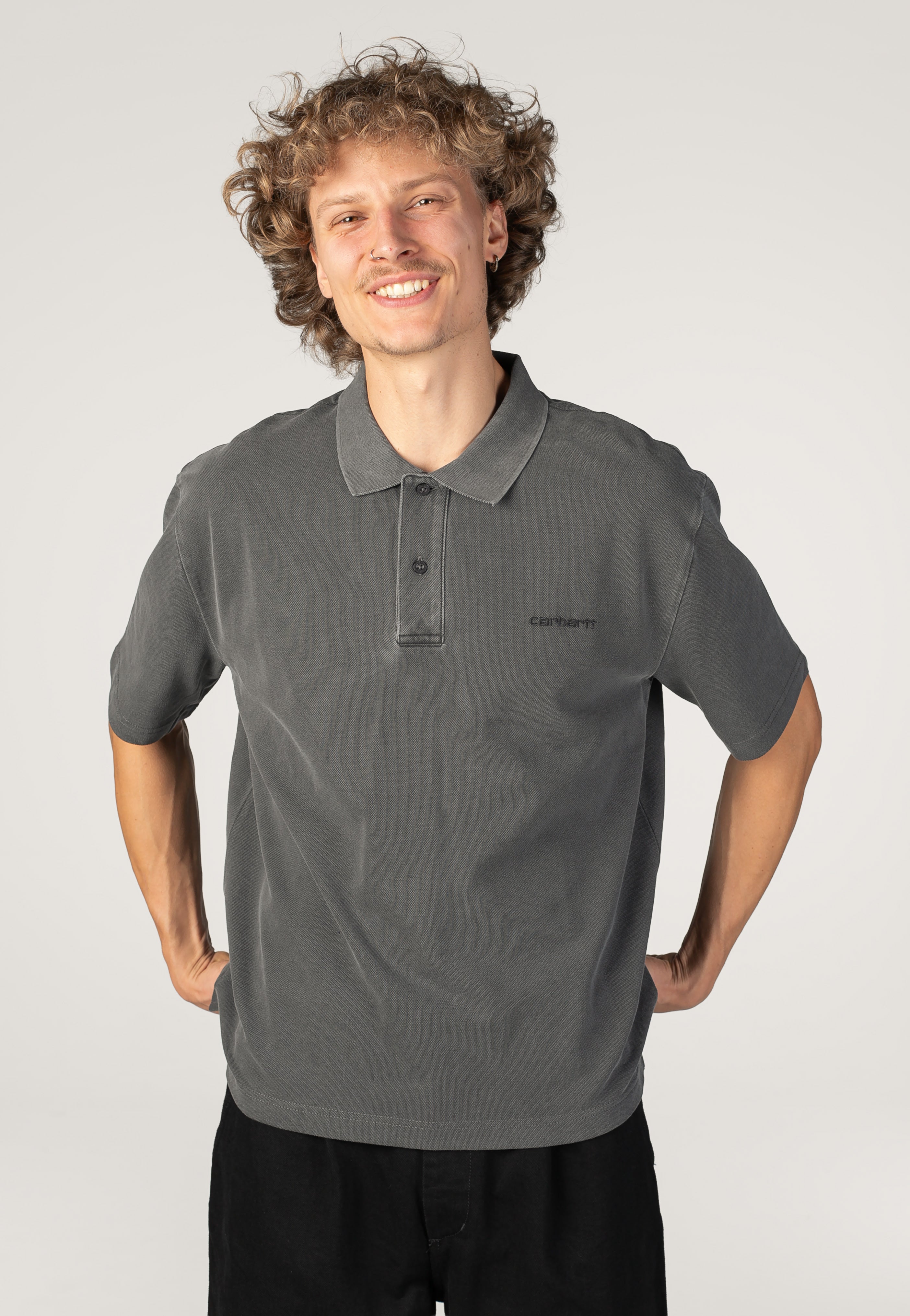 Carhartt WIP - Wayne Garment Dyed Black - Polo | Men-Image