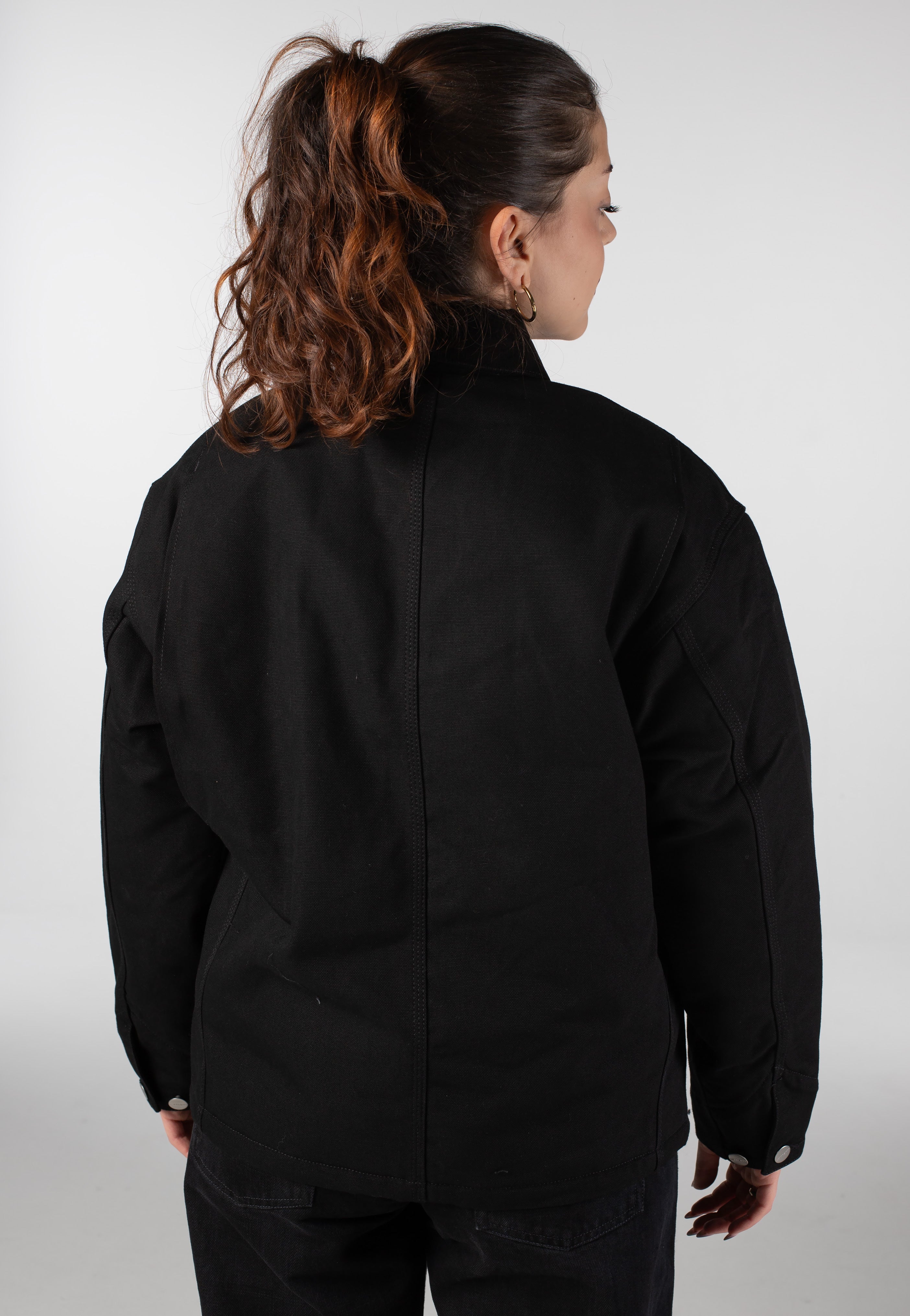 慈雨　長袖ジャケット　羽織り　プリーツ加工　ブラック　ポケット　フロントボタン W' OG Michigan Rigid Black/Black - Jacket
