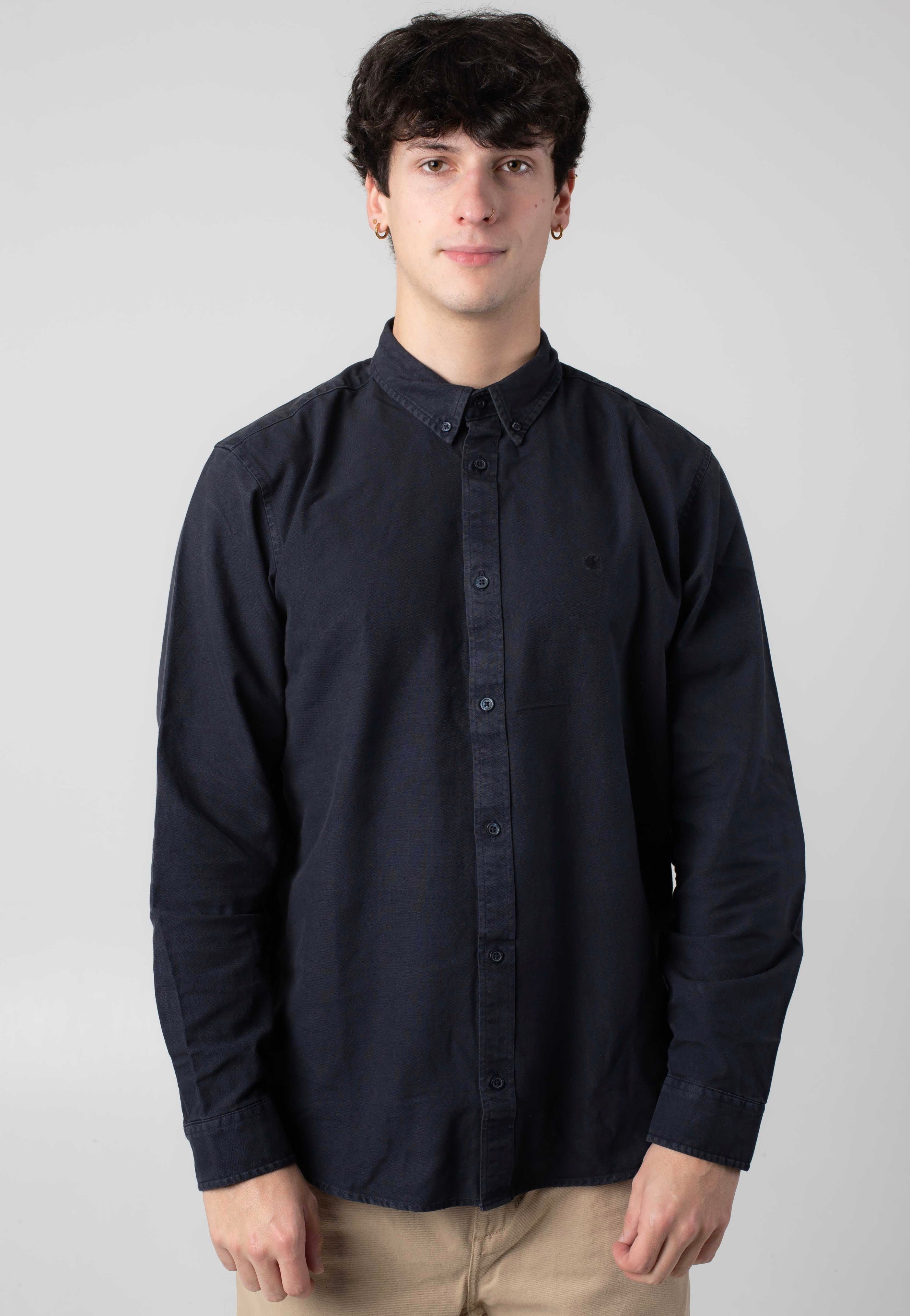 Carhartt WIP - Bolton Garment Dyed Dark Navy - Shirt | Men-Image