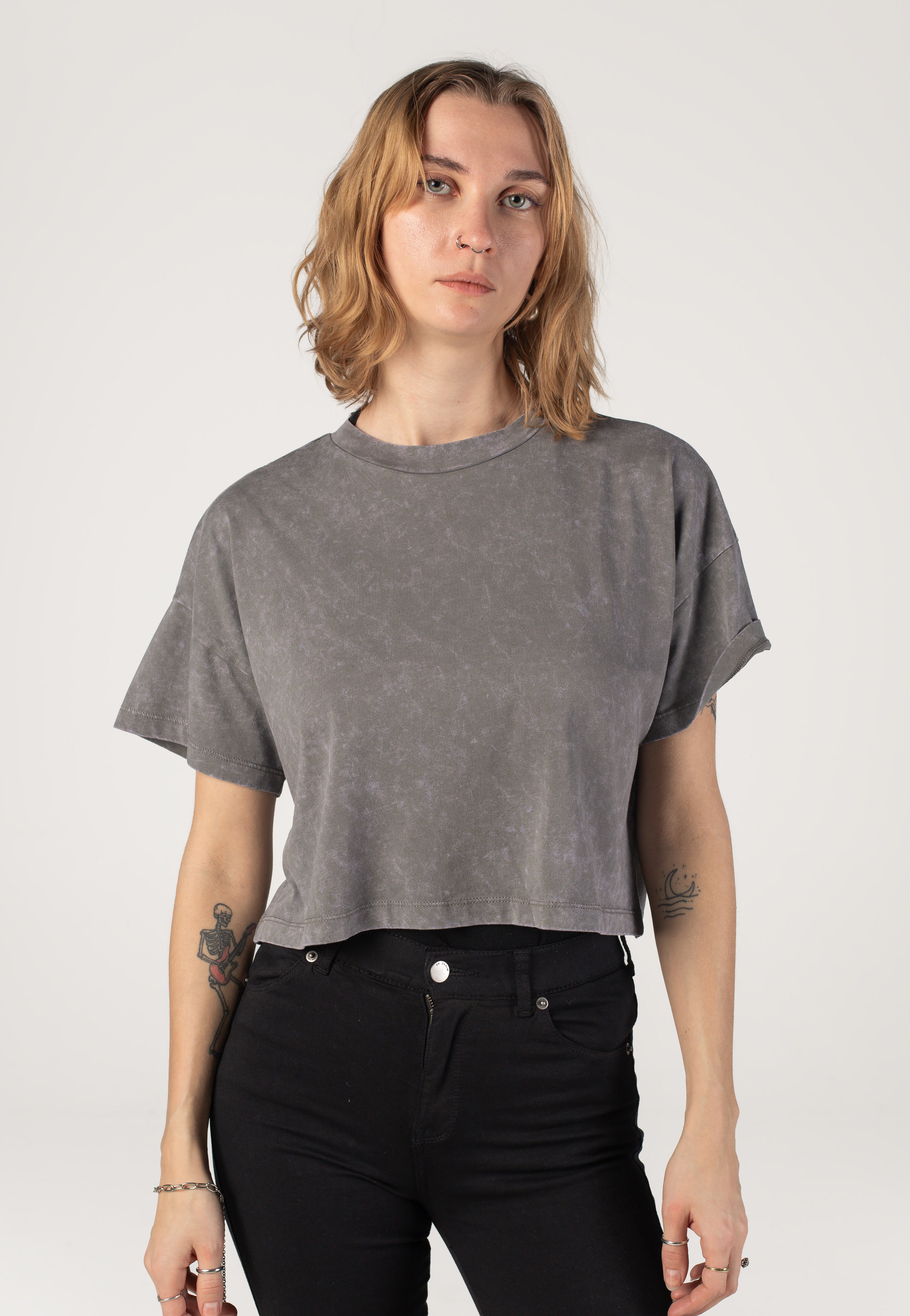 Noisy May - Alena Charcoal Gray Washed - T-Shirt | Women-Image