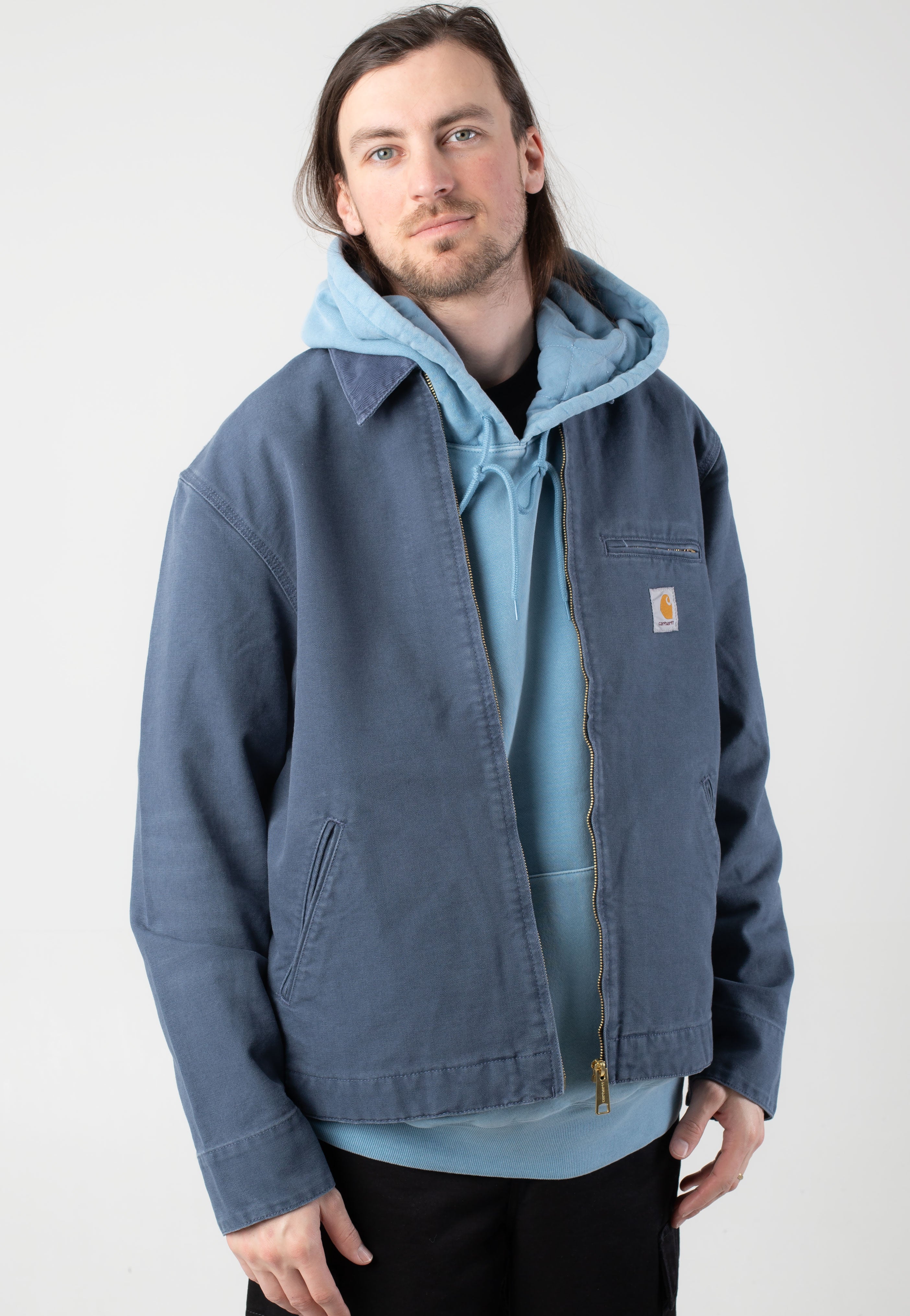Carhartt WIP - Detroit Stone Canvas Dusky Blue/Dusky Blue - Jacket | Men-Image
