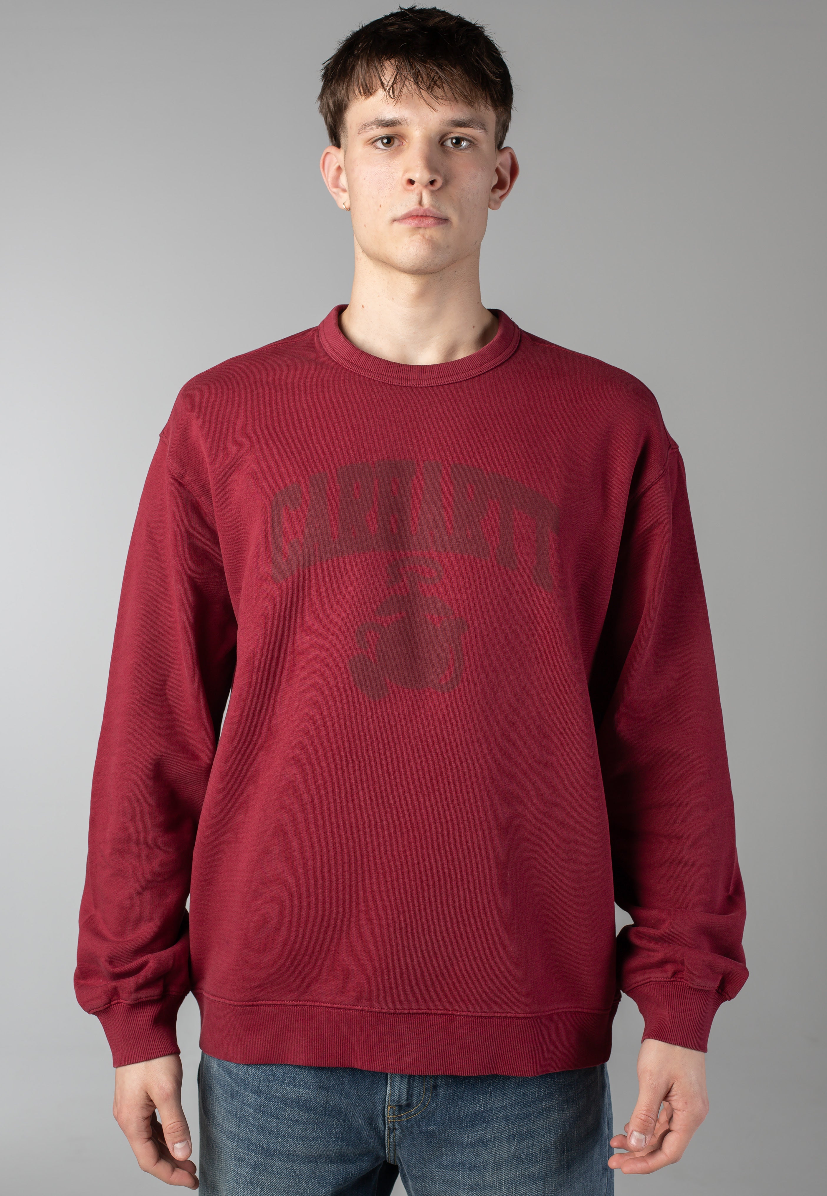 Carhartt WIP - Faded Pond Corps Heavy Stone Wash Marsala - Sweater | Men-Image