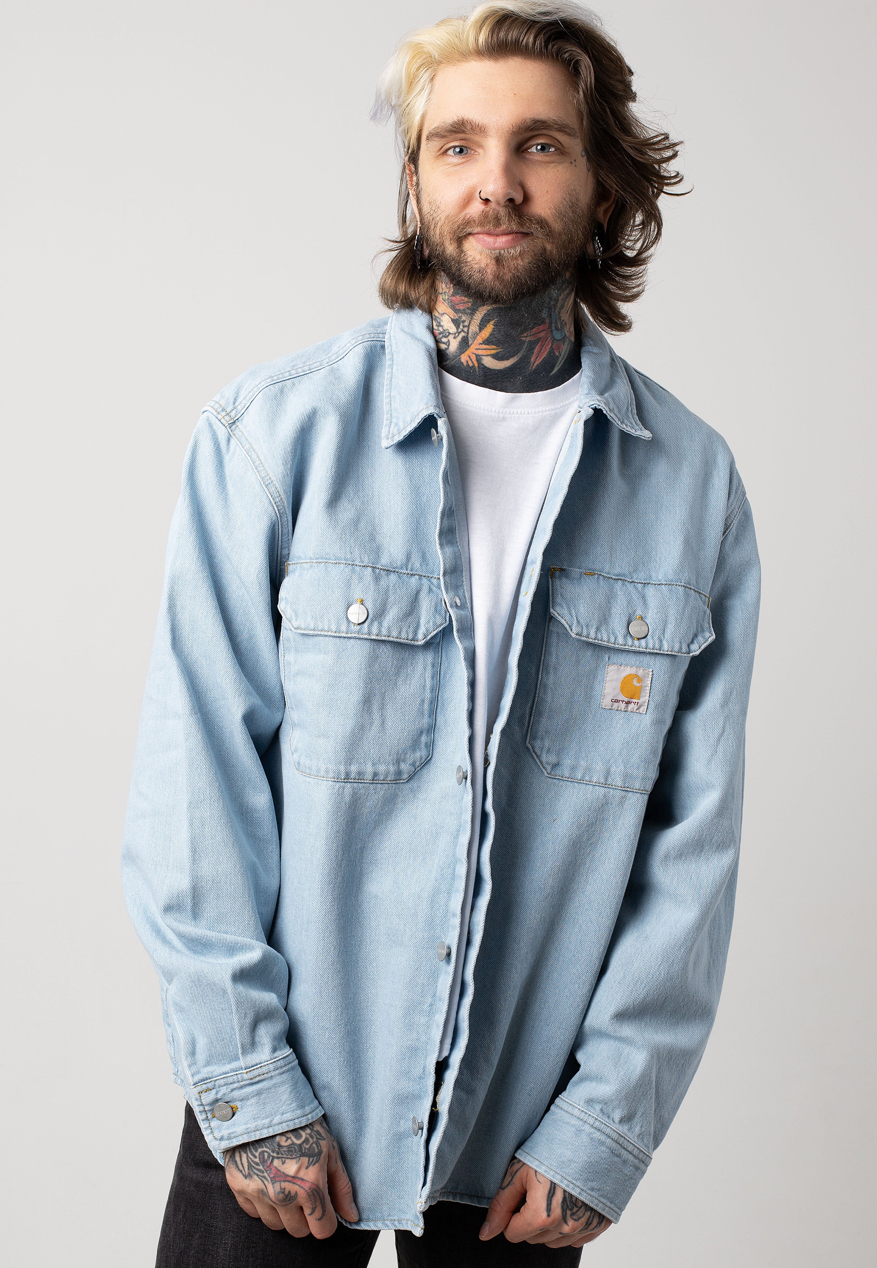 Carhartt WIP - Harvey Shirt Stone Bleached Blue - Jacket | Men-Image