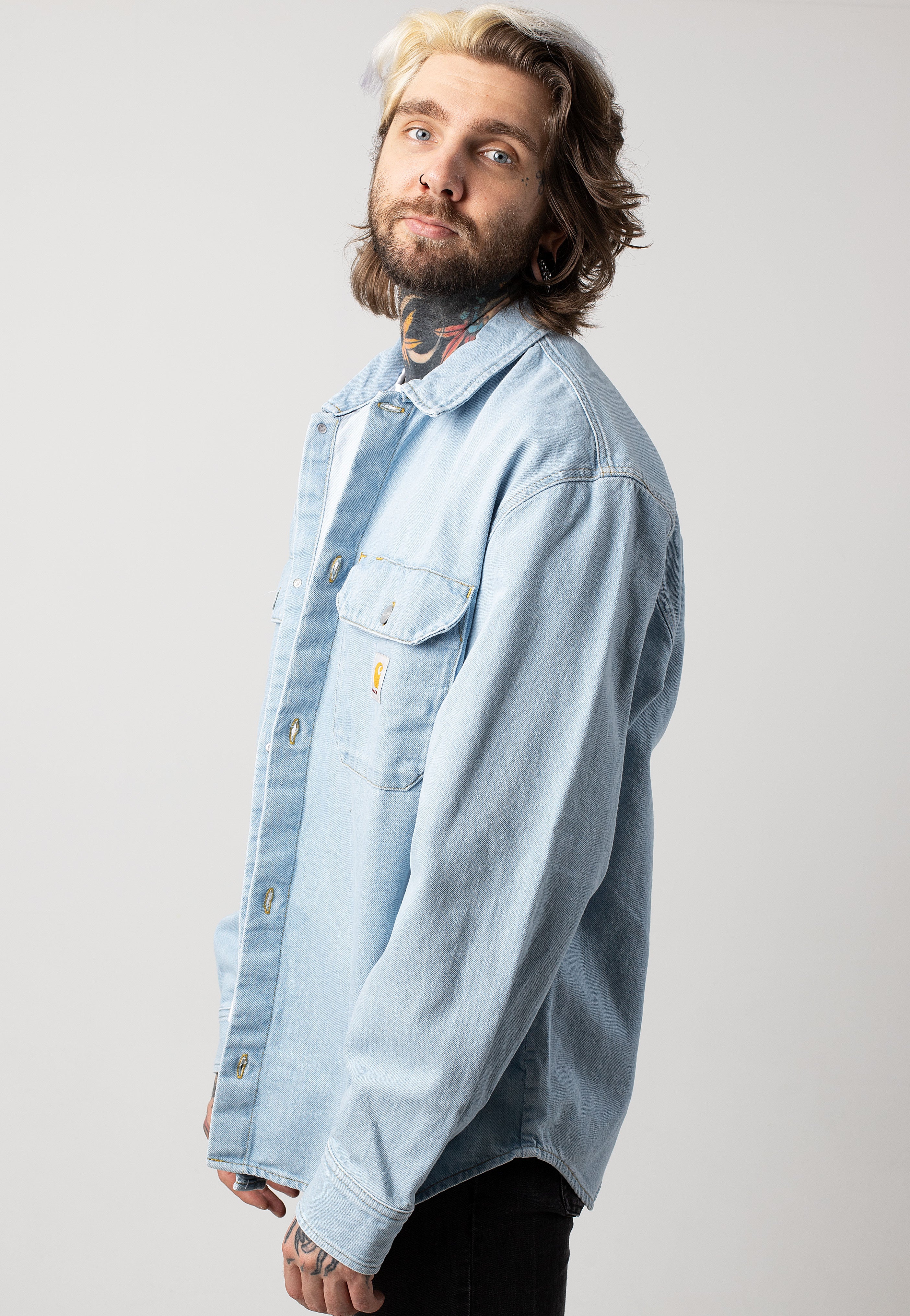 Carhartt WIP - Harvey Shirt Stone Bleached Blue - Jacket | Men-Image
