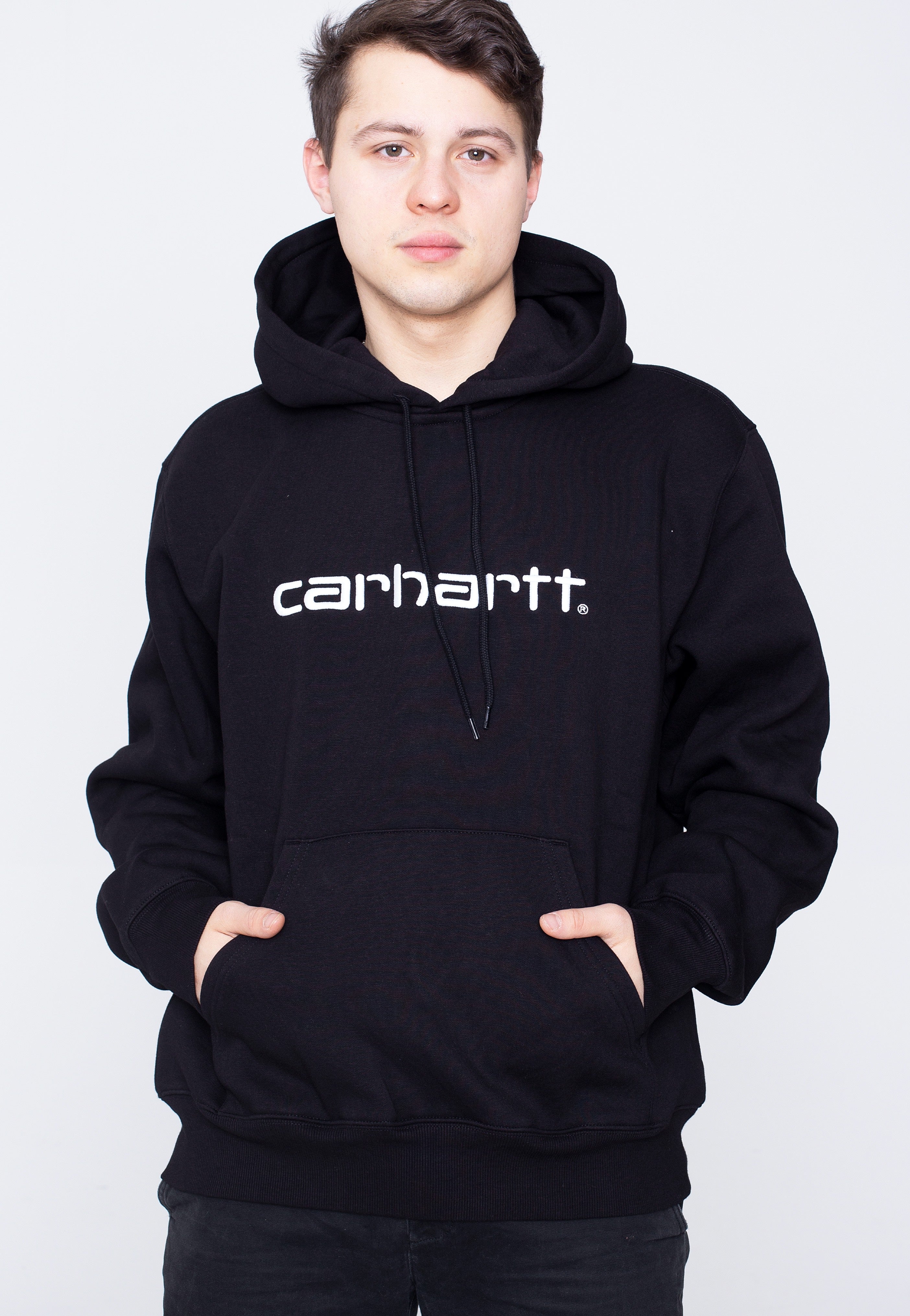 Carhartt WIP - Hooded Carhartt Sweat Black/White - Hoodie | Men-Image