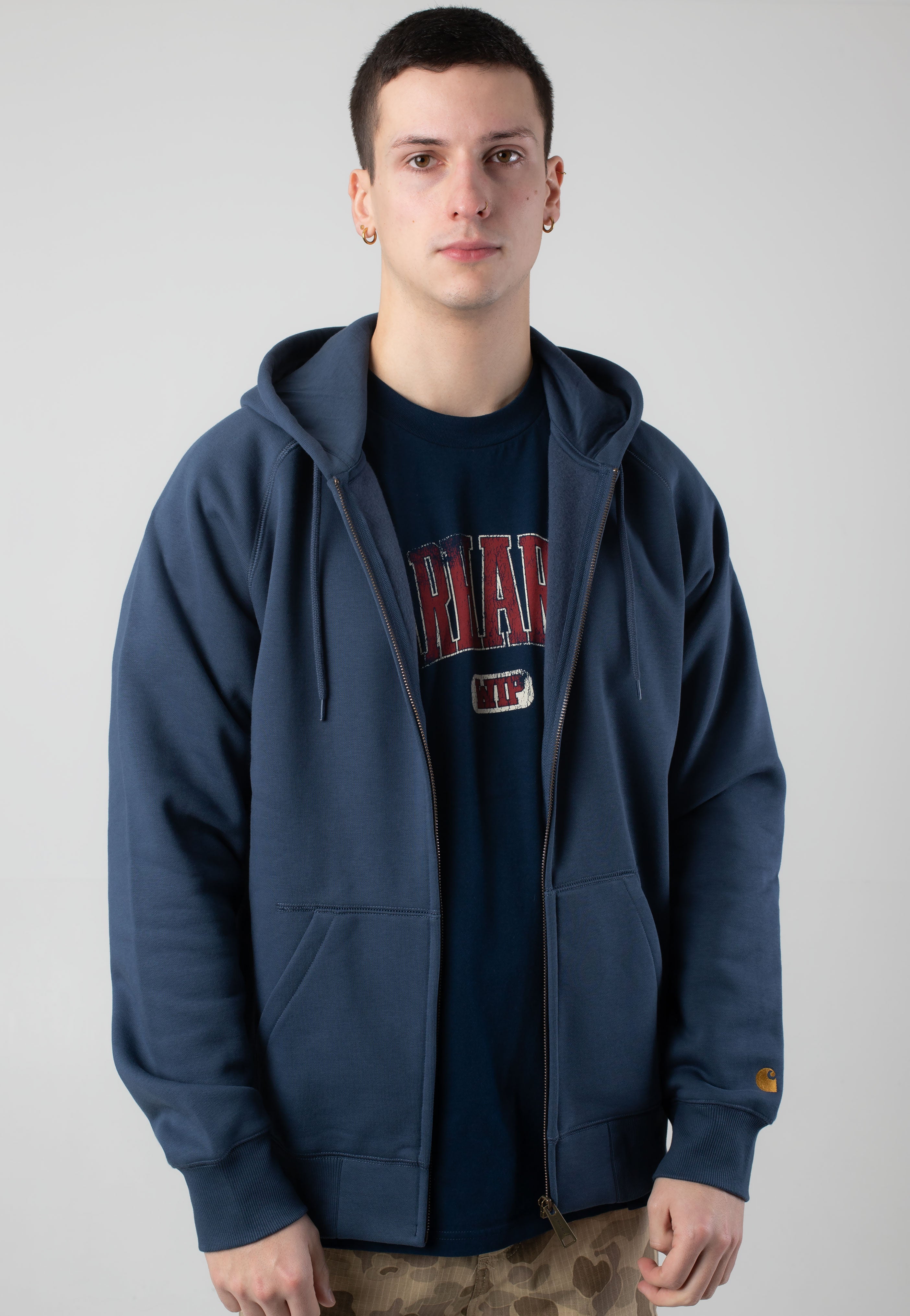 Carhartt WIP - Hooded Chase Dusky Blue/Gold - Zipper | Men-Image