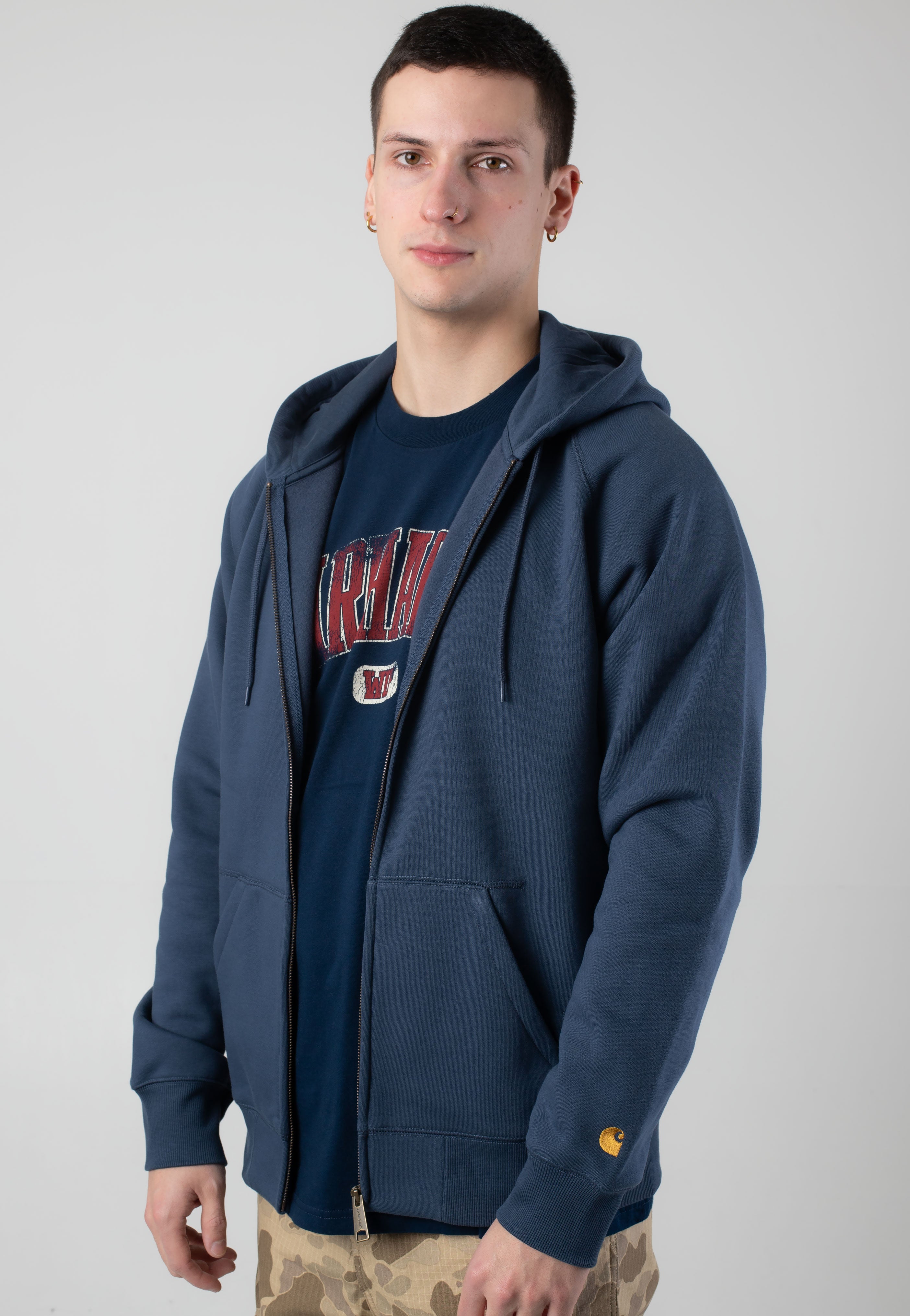 Carhartt WIP - Hooded Chase Dusky Blue/Gold - Zipper | Men-Image