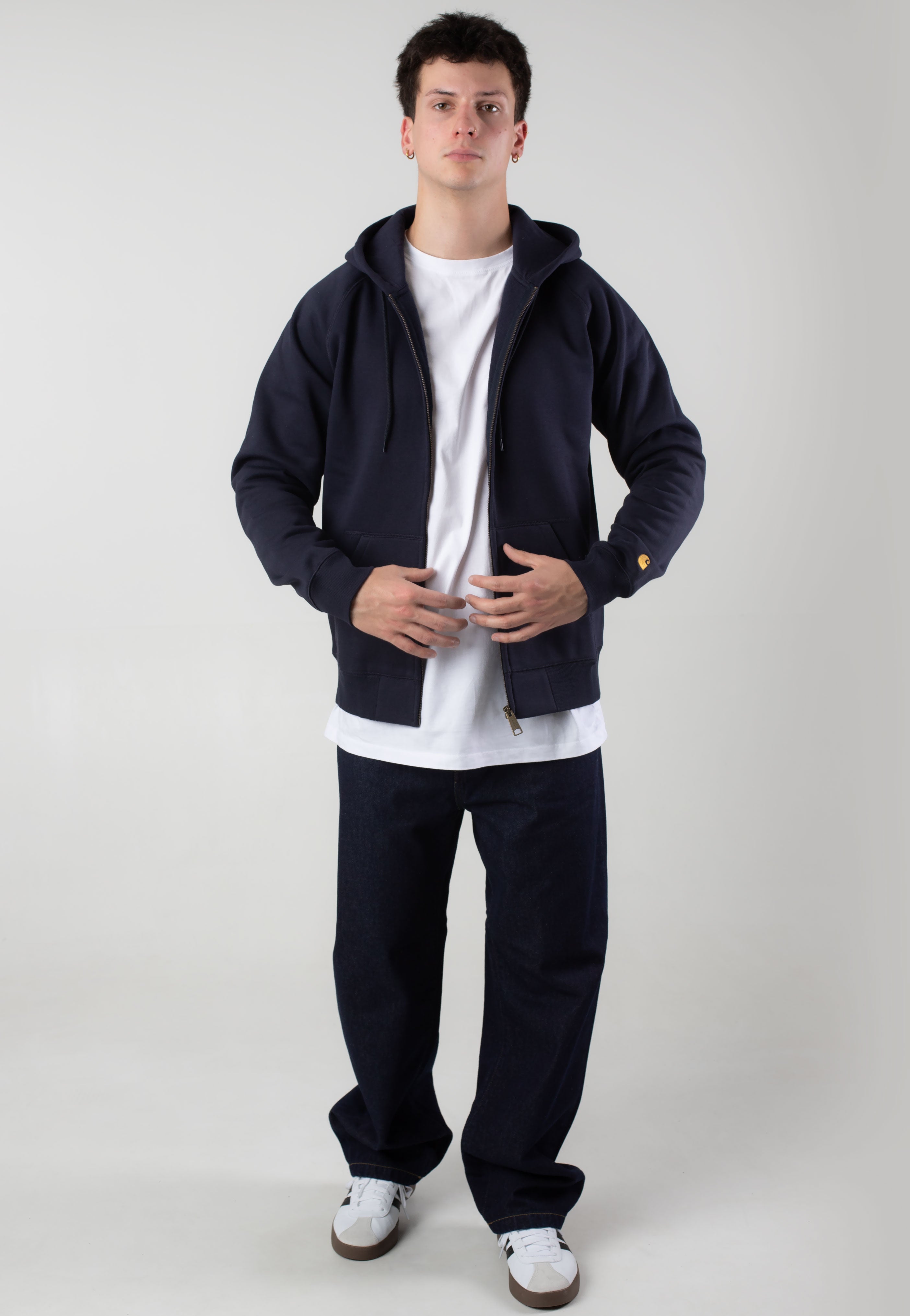 Carhartt WIP - Hooded Chase Jacket Dark Navy/Gold - Hoodie | Men-Image