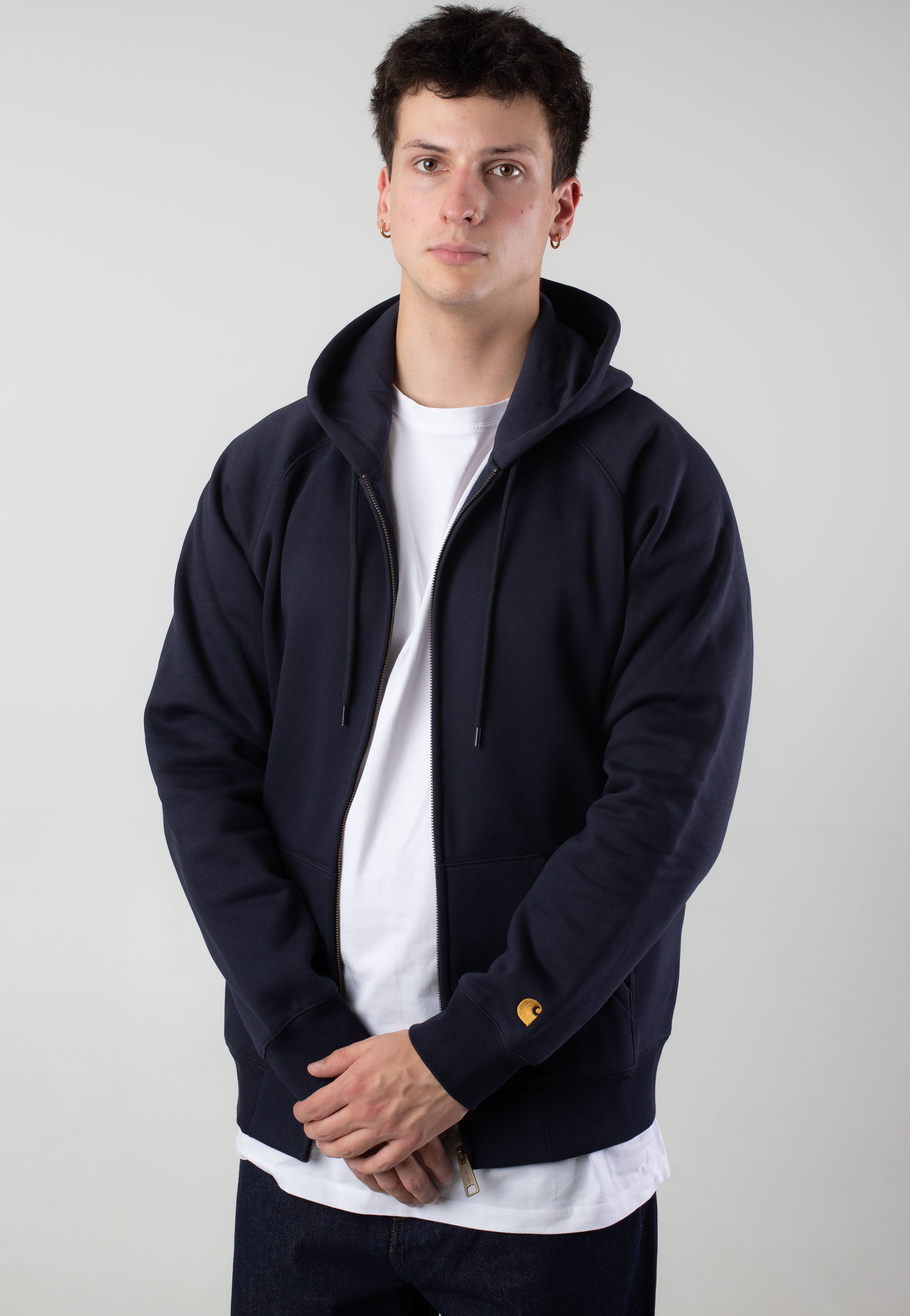 Carhartt WIP - Hooded Chase Jacket Dark Navy/Gold - Hoodie | Men-Image