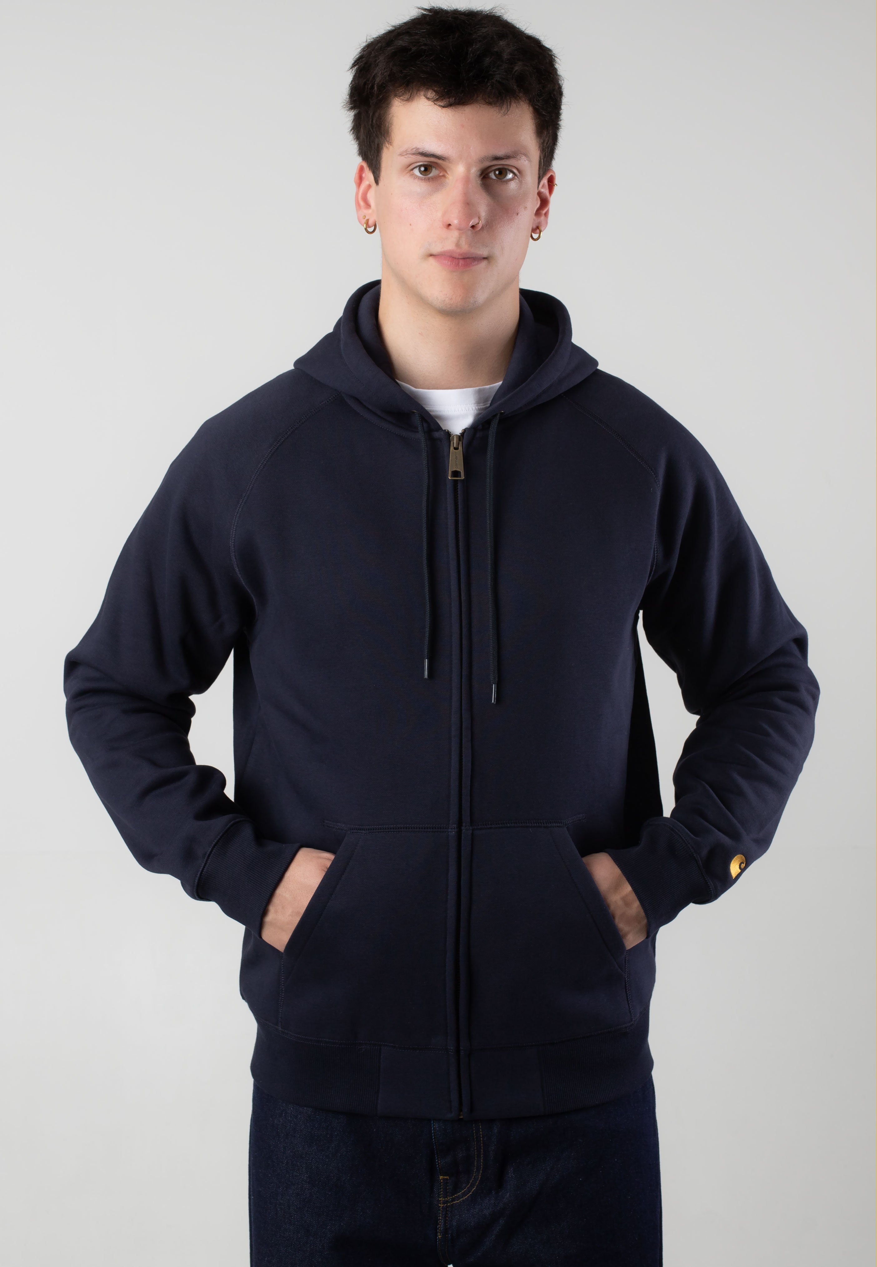 Carhartt WIP - Hooded Chase Jacket Dark Navy/Gold - Hoodie | Men-Image