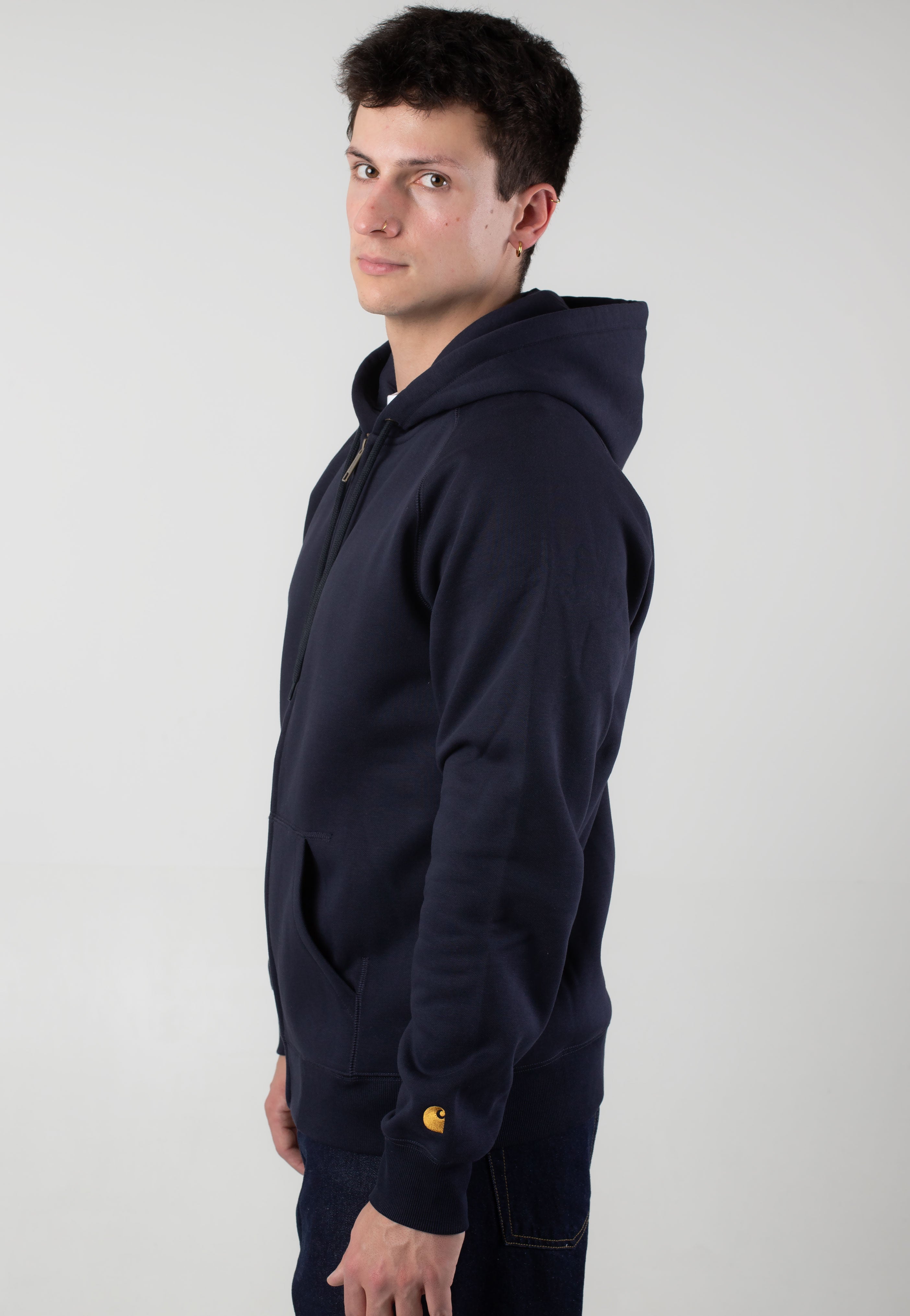 Carhartt WIP - Hooded Chase Jacket Dark Navy/Gold - Hoodie | Men-Image
