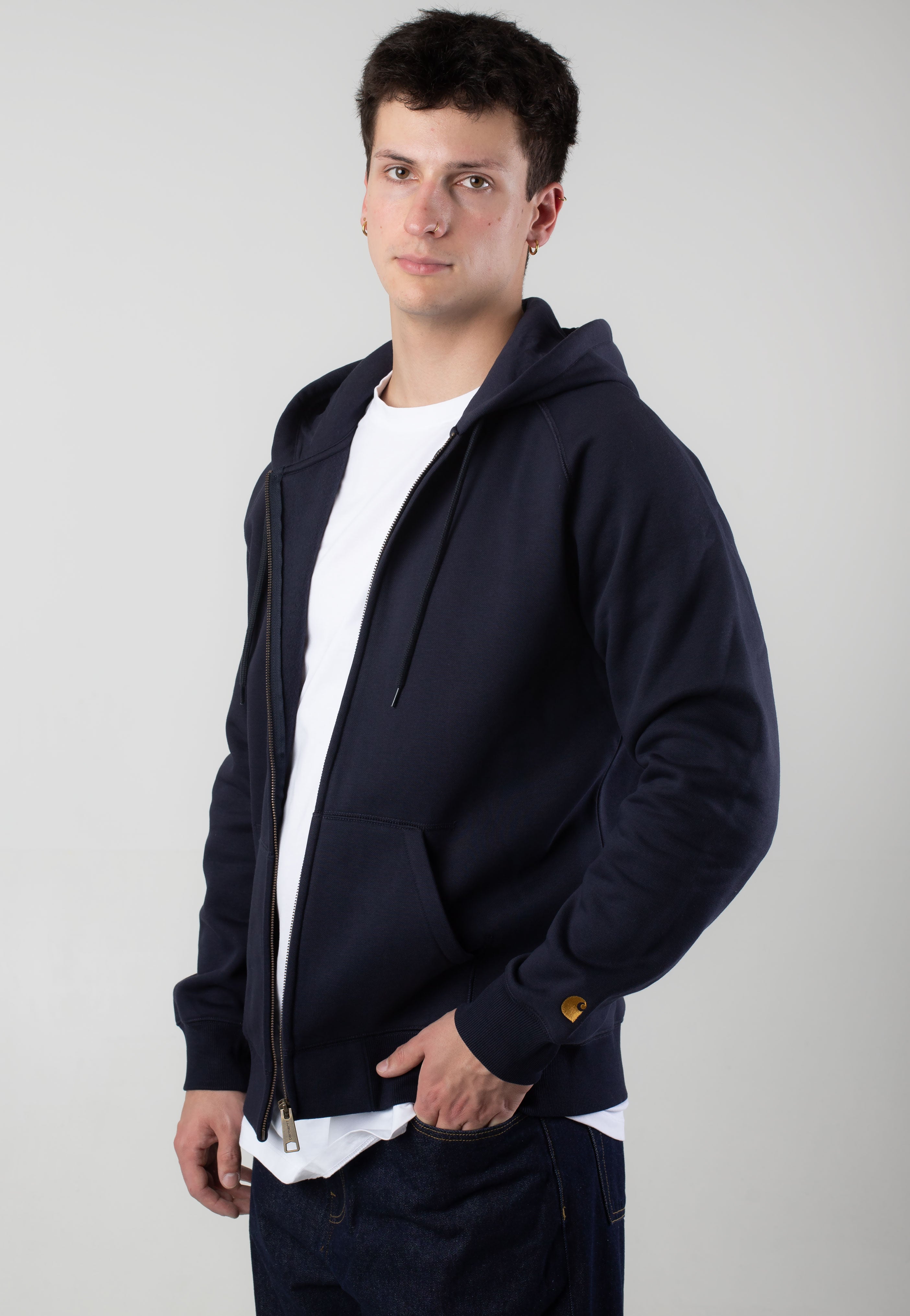 Carhartt WIP - Hooded Chase Jacket Dark Navy/Gold - Hoodie | Men-Image