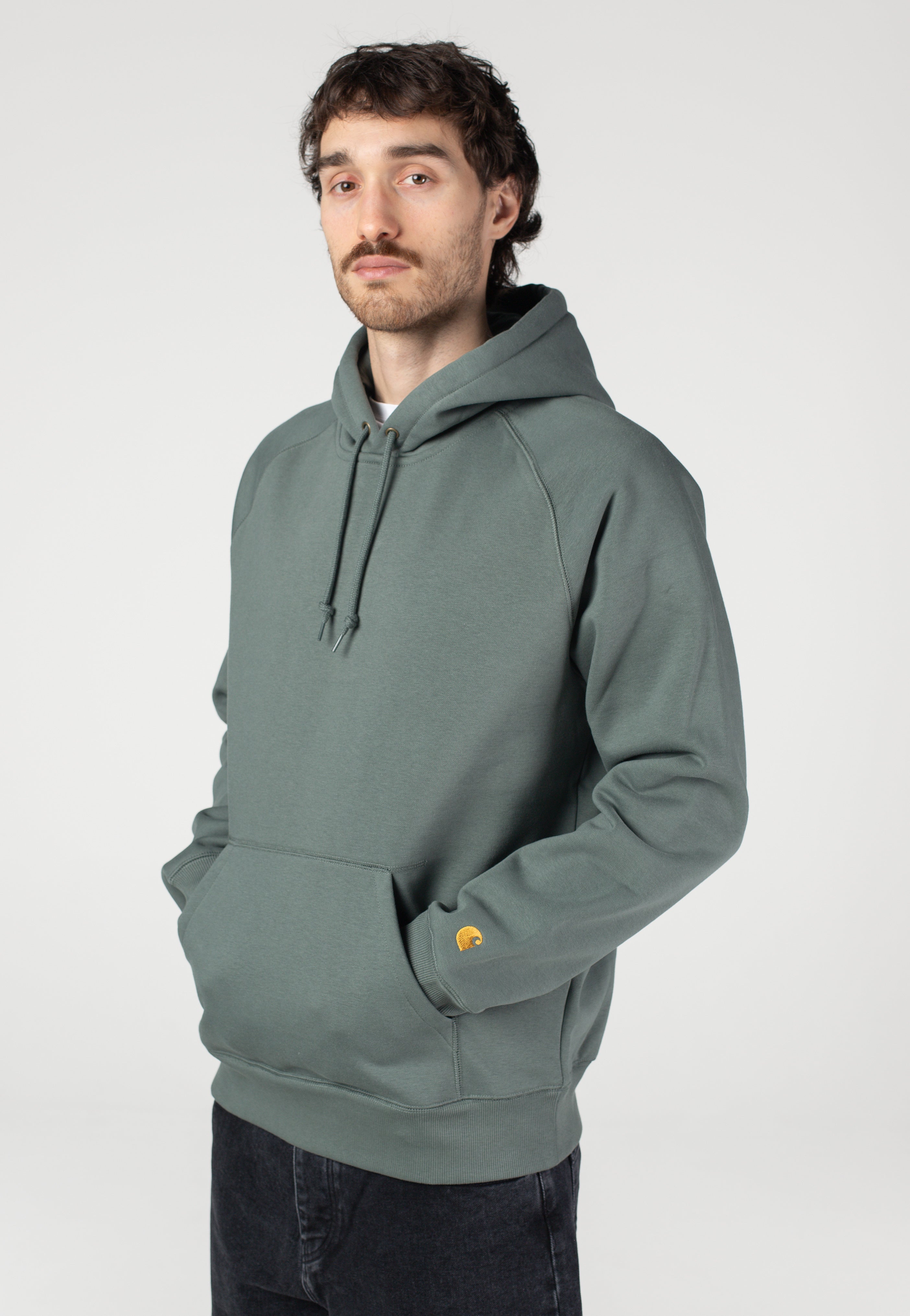 Carhartt WIP - Hooded Chase Velvet Green/Gold - Hoodie | Men-Image