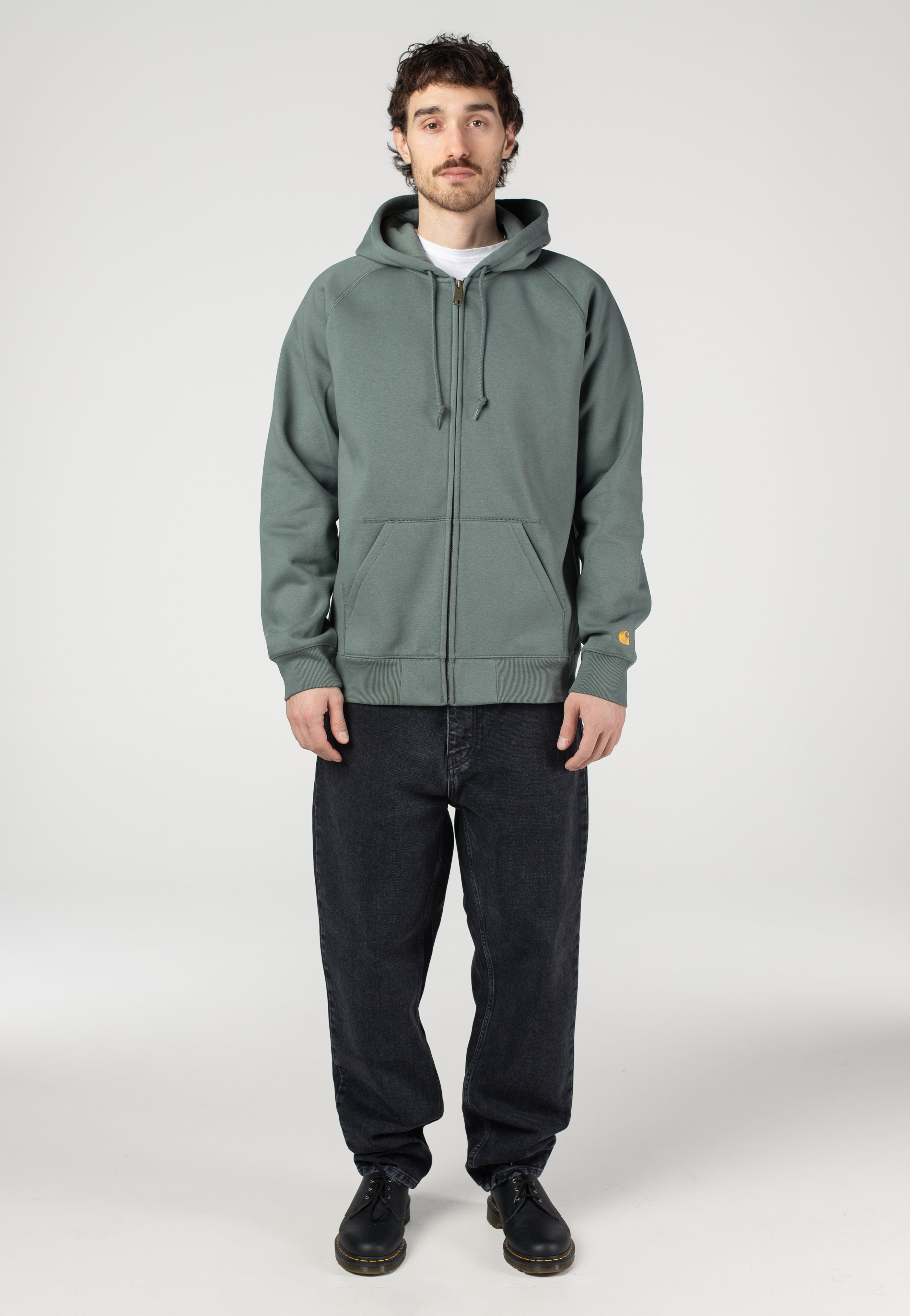 Carhartt WIP - Hooded Chase Velvet Green/Gold - Zipper | Men-Image