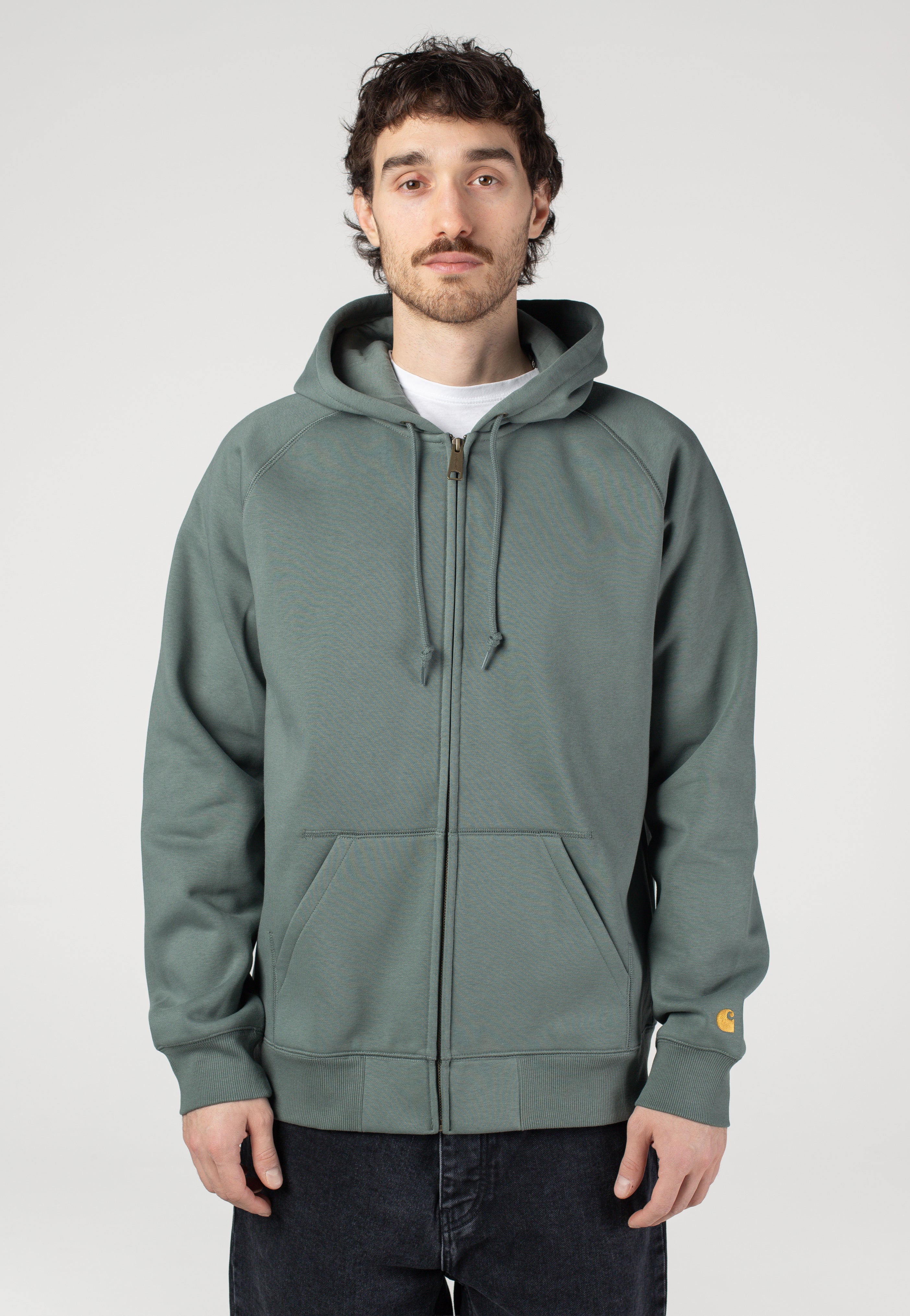 Carhartt WIP - Hooded Chase Velvet Green/Gold - Zipper | Men-Image