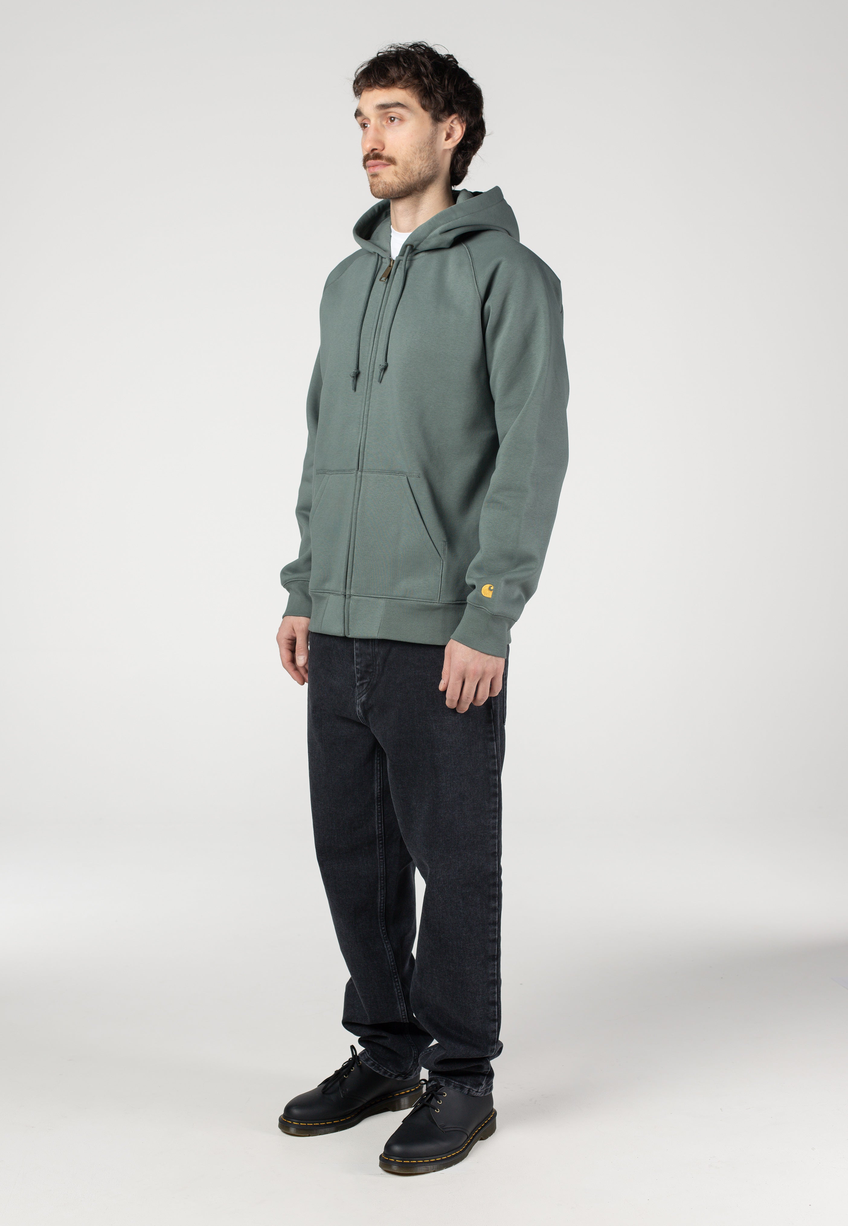Carhartt WIP - Hooded Chase Velvet Green/Gold - Zipper | Men-Image