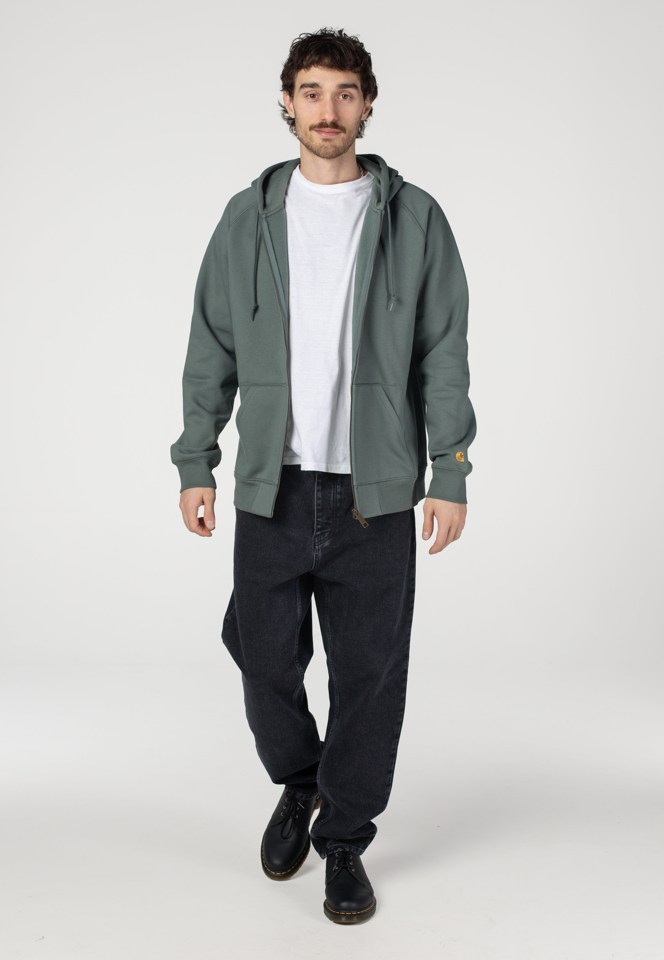Carhartt WIP - Hooded Chase Velvet Green/Gold - Zipper | Men-Image